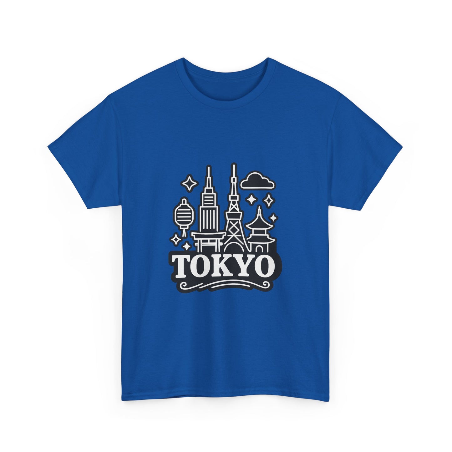Tokyo Cityscape Unisex Heavy Cotton Tee, Graphic Tee, Travel T-Shirt, Urban Outfit, Gift for Travelers, Tokyo Lover Apparel