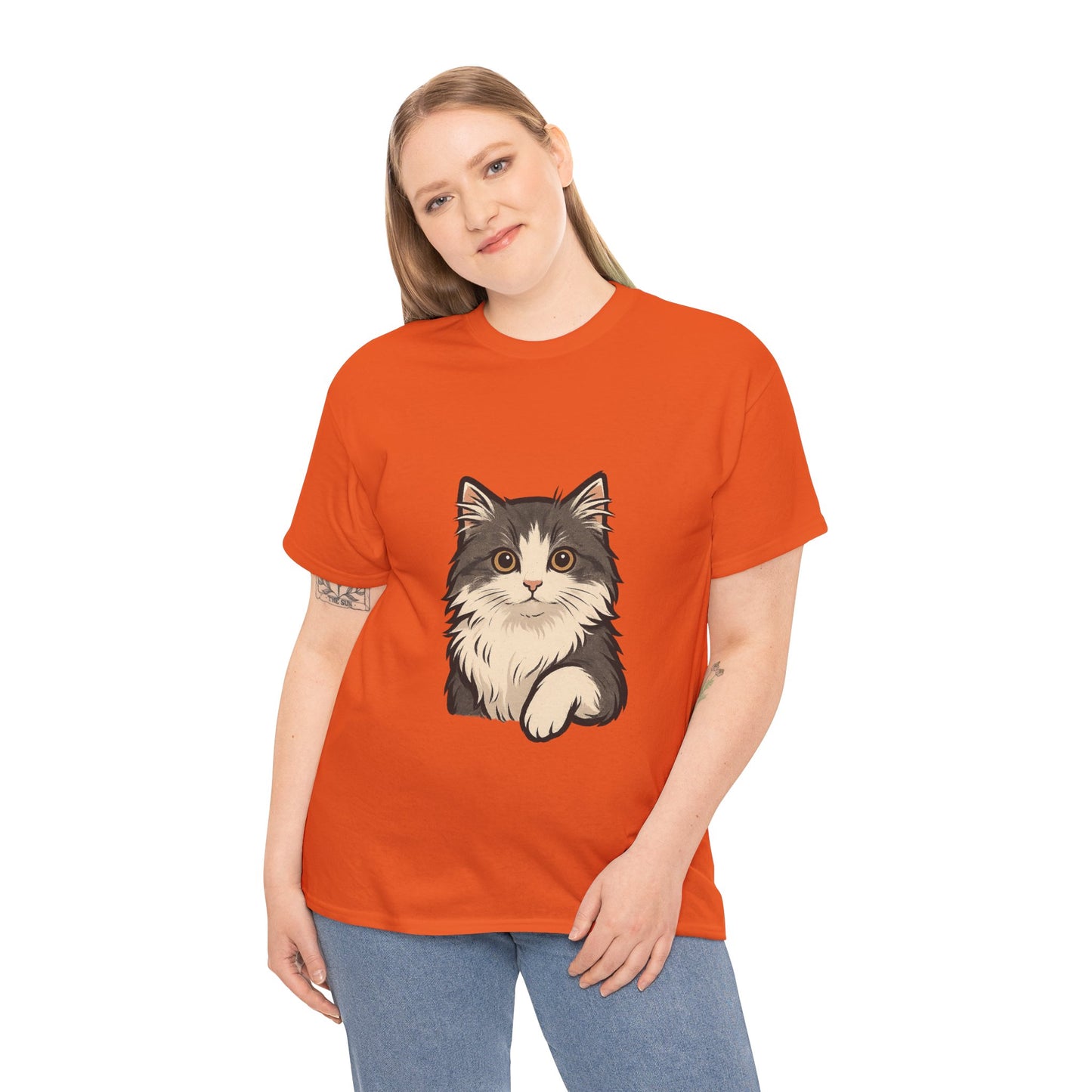 Cute Cat Unisex Heavy Cotton Tee, Animal Lover Gift, Pet Owner Shirt, Cat Lover Apparel, Animal Themed Tee, Casual Everyday Wear