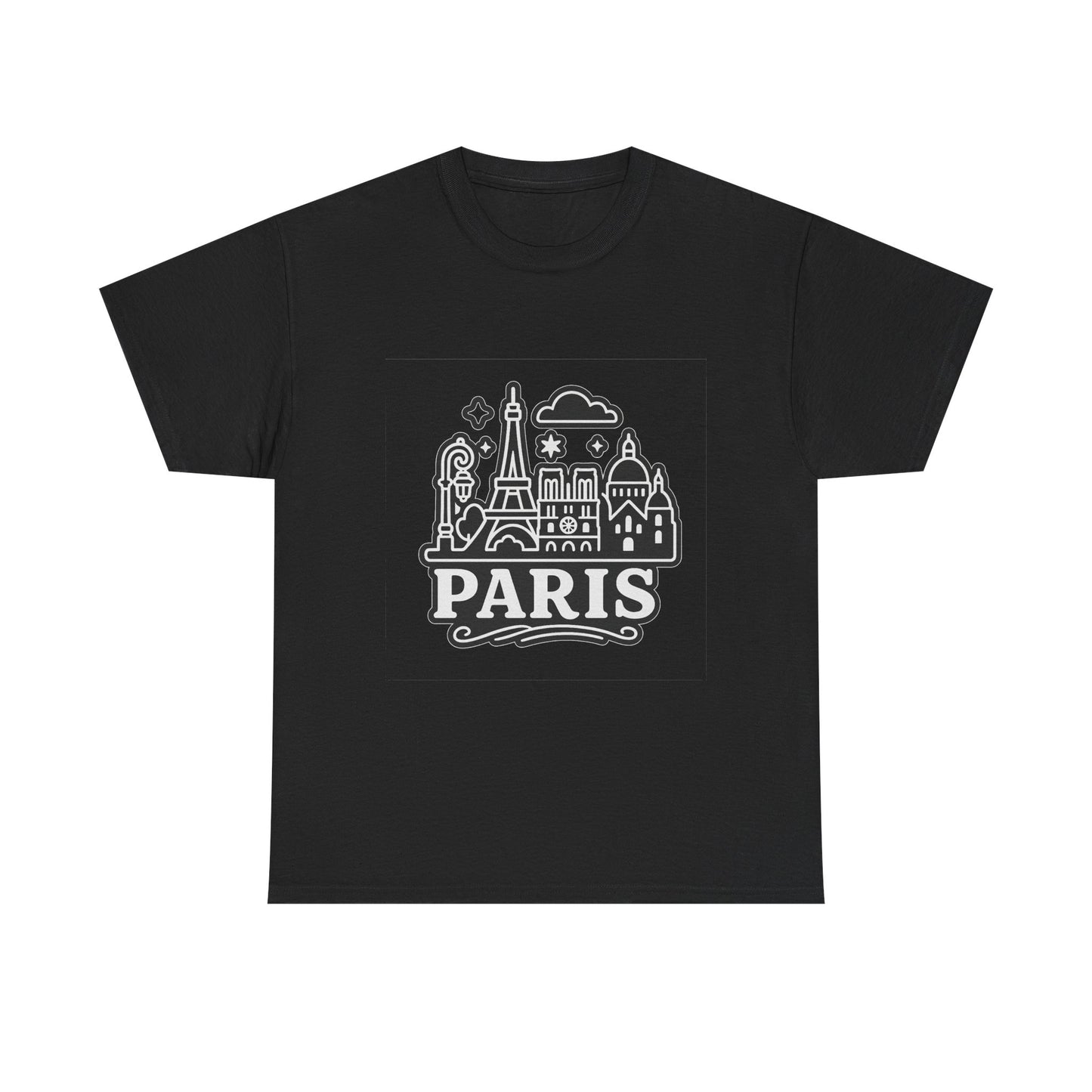 Paris-Themed Unisex Heavy Cotton Tee | Travel Gift, Casual Wear, Souvenir Shirt, Vacation Apparel, Paris Lover's Tee