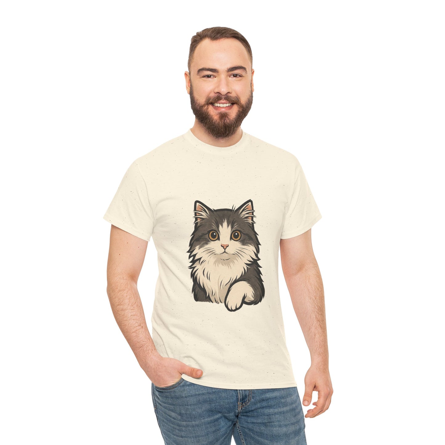 Cute Cat Unisex Heavy Cotton Tee, Animal Lover Gift, Pet Owner Shirt, Cat Lover Apparel, Animal Themed Tee, Casual Everyday Wear