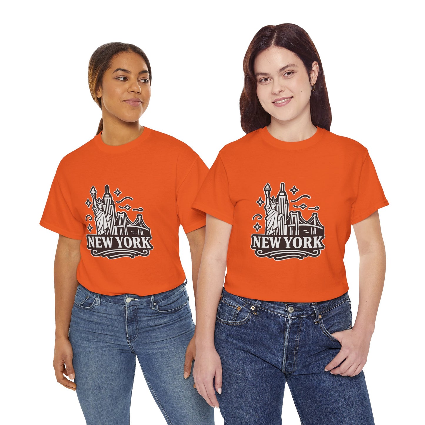 New York Skyline Unisex Heavy Cotton Tee, NYC T-Shirt, Travel Souvenir Shirt, Gift for New Yorkers, Cityscape Apparel