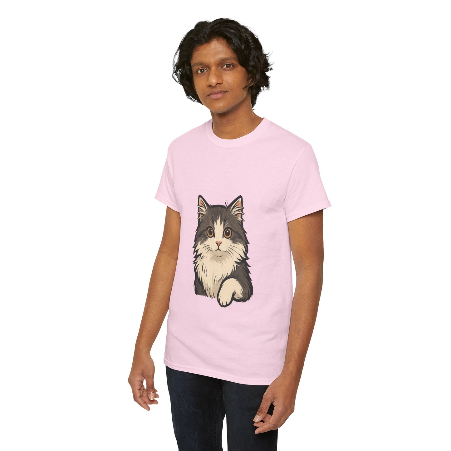 Cute Cat Unisex Heavy Cotton Tee, Animal Lover Gift, Pet Owner Shirt, Cat Lover Apparel, Animal Themed Tee, Casual Everyday Wear