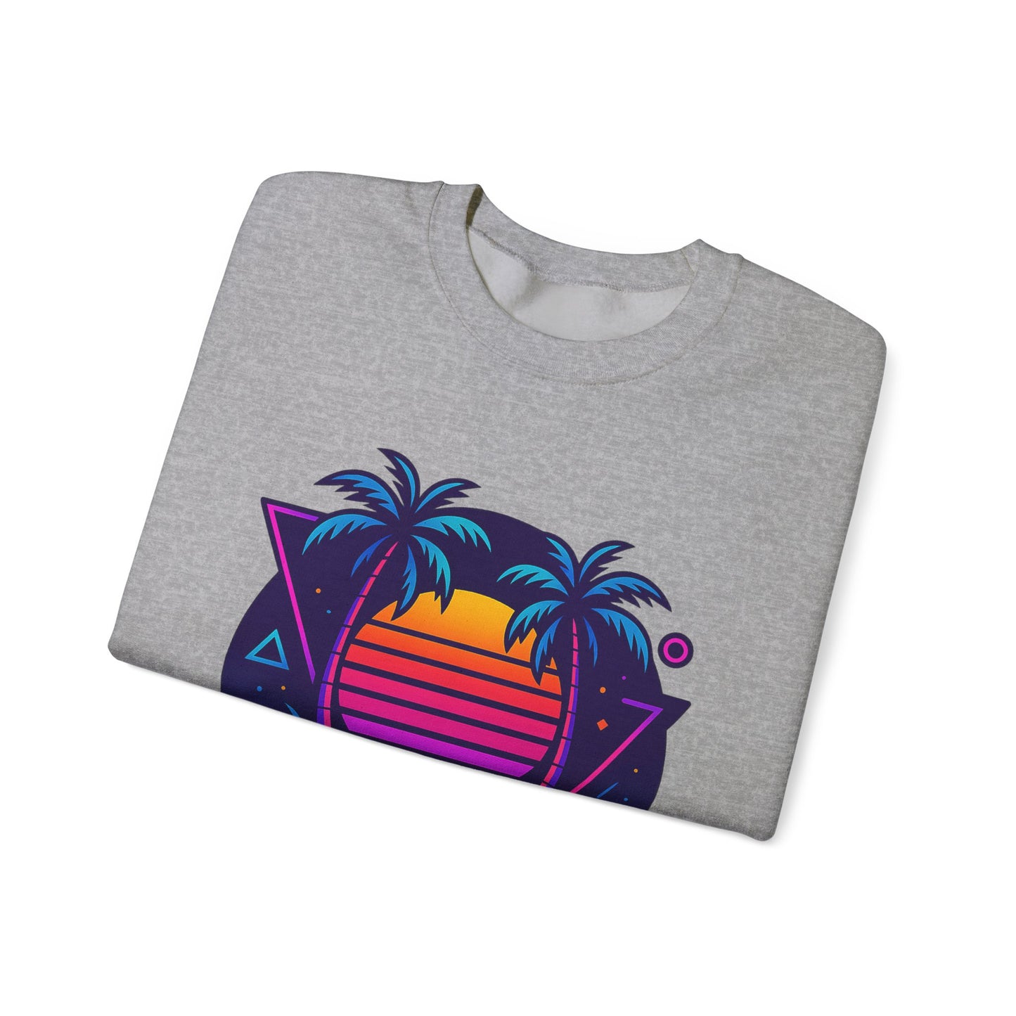 Retro Sunset Palm Trees Crewneck Sweatshirt | Cozy Unisex Fashion | Perfect for Summer Nights, Beach Days, Gifts, Casual Wear
