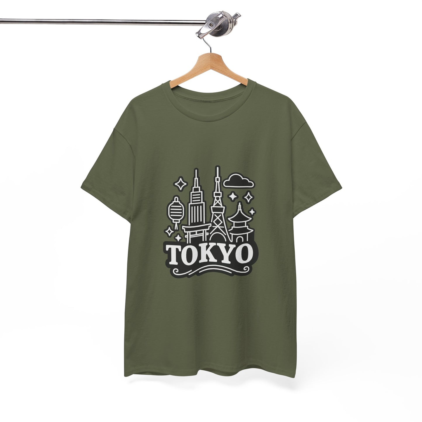 Tokyo Cityscape Unisex Heavy Cotton Tee, Graphic Tee, Travel T-Shirt, Urban Outfit, Gift for Travelers, Tokyo Lover Apparel