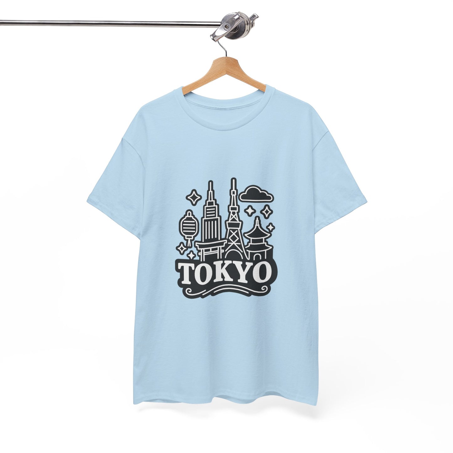 Tokyo Cityscape Unisex Heavy Cotton Tee, Graphic Tee, Travel T-Shirt, Urban Outfit, Gift for Travelers, Tokyo Lover Apparel