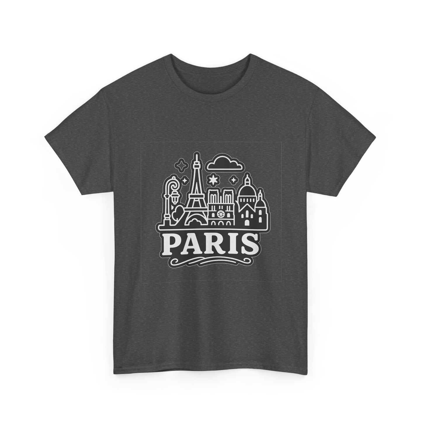 Paris-Themed Unisex Heavy Cotton Tee | Travel Gift, Casual Wear, Souvenir Shirt, Vacation Apparel, Paris Lover's Tee