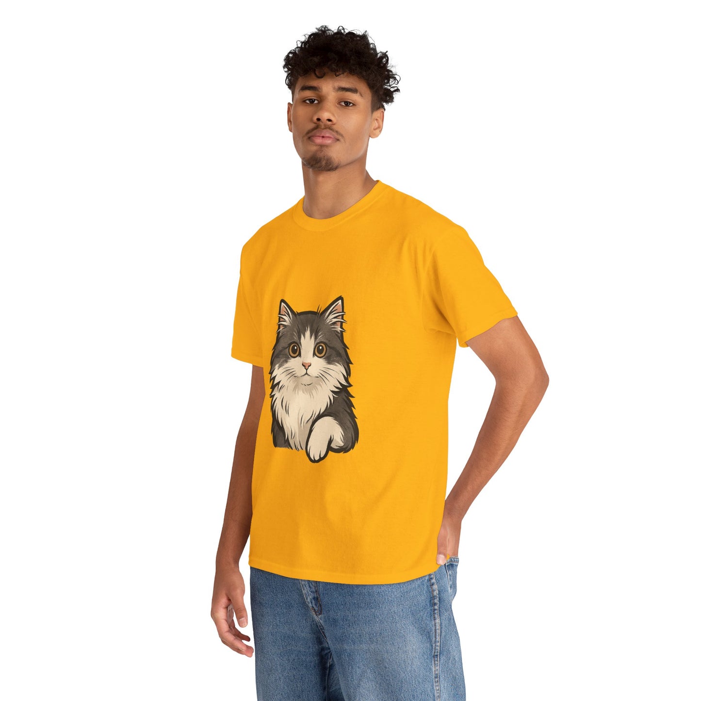 Cute Cat Unisex Heavy Cotton Tee, Animal Lover Gift, Pet Owner Shirt, Cat Lover Apparel, Animal Themed Tee, Casual Everyday Wear