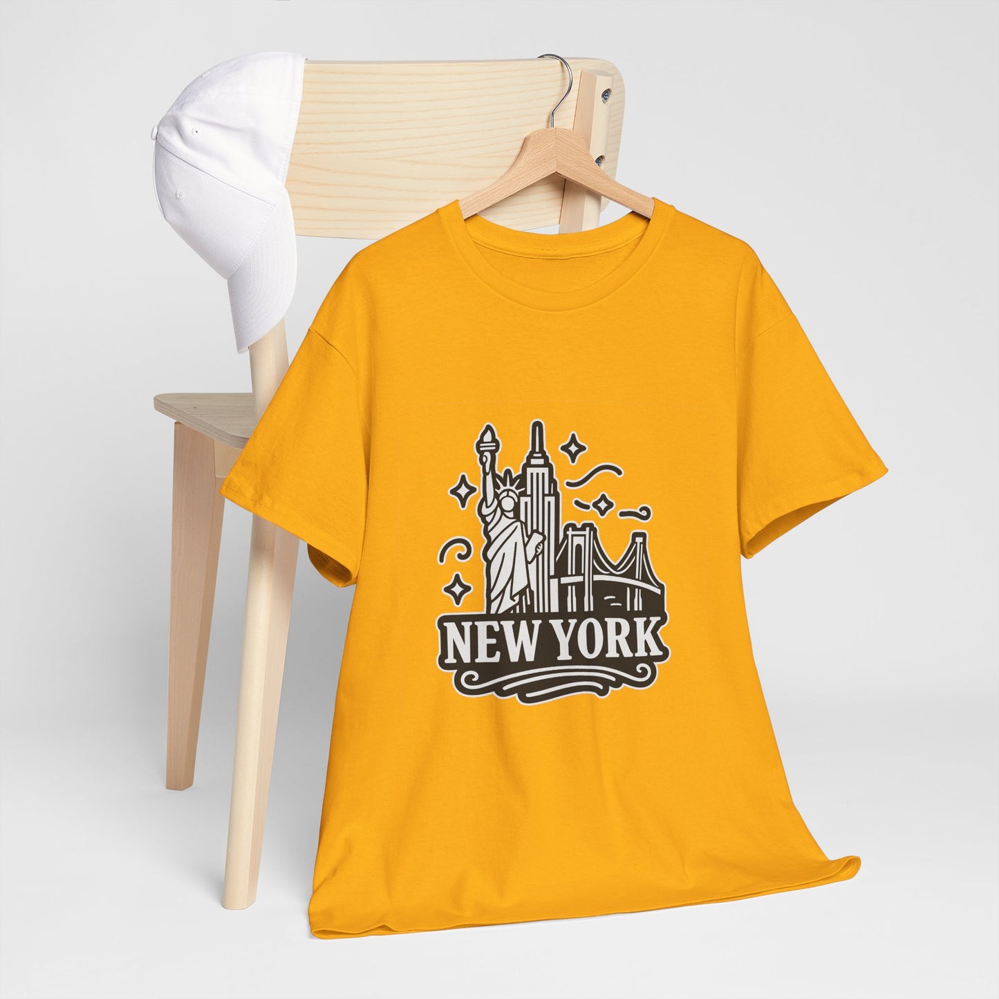 New York Skyline Unisex Heavy Cotton Tee, NYC T-Shirt, Travel Souvenir Shirt, Gift for New Yorkers, Cityscape Apparel