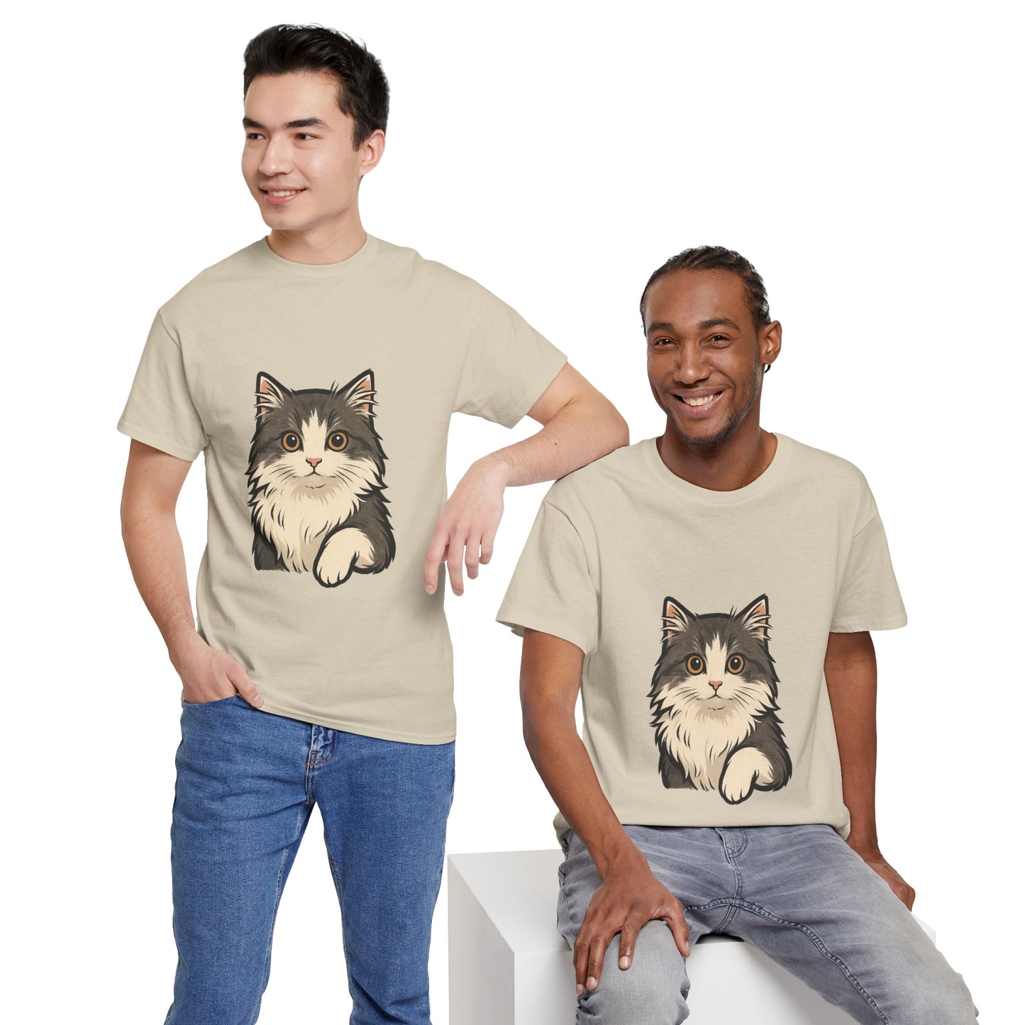 Cute Cat Unisex Heavy Cotton Tee, Animal Lover Gift, Pet Owner Shirt, Cat Lover Apparel, Animal Themed Tee, Casual Everyday Wear