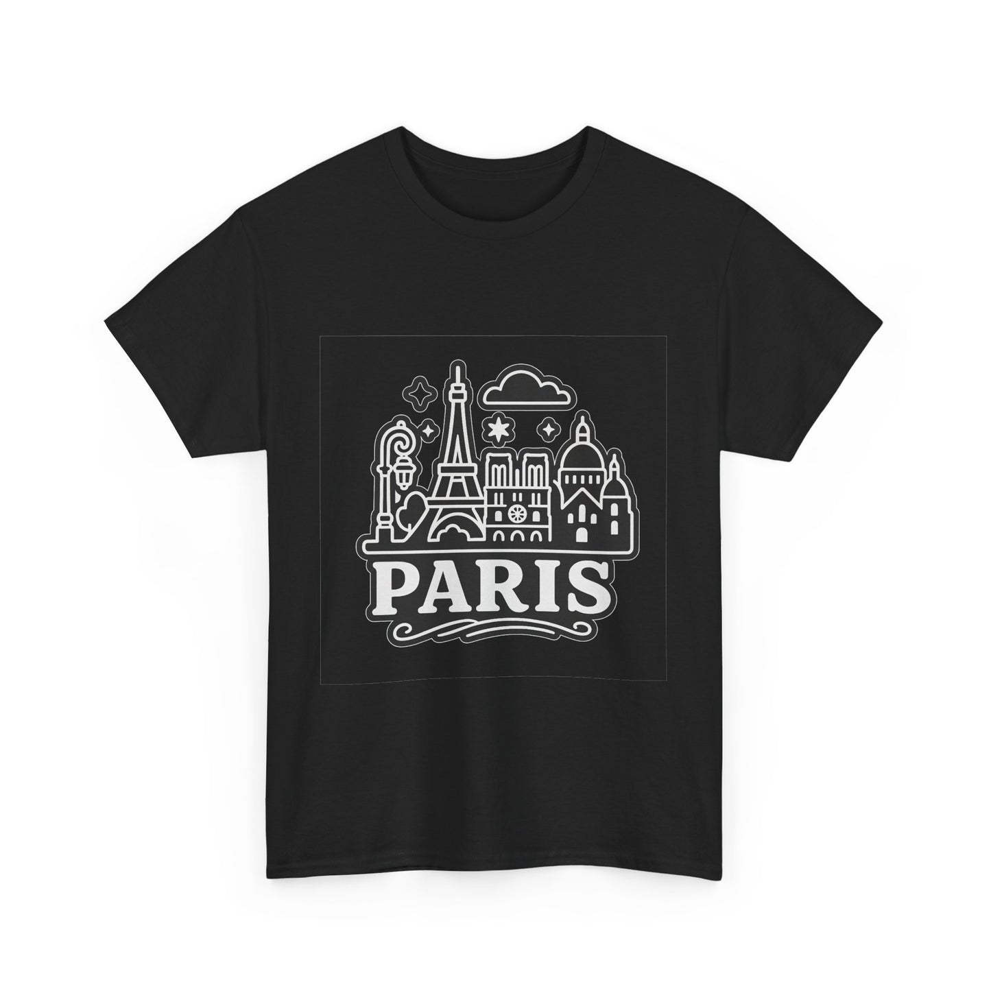 Paris-Themed Unisex Heavy Cotton Tee | Travel Gift, Casual Wear, Souvenir Shirt, Vacation Apparel, Paris Lover's Tee