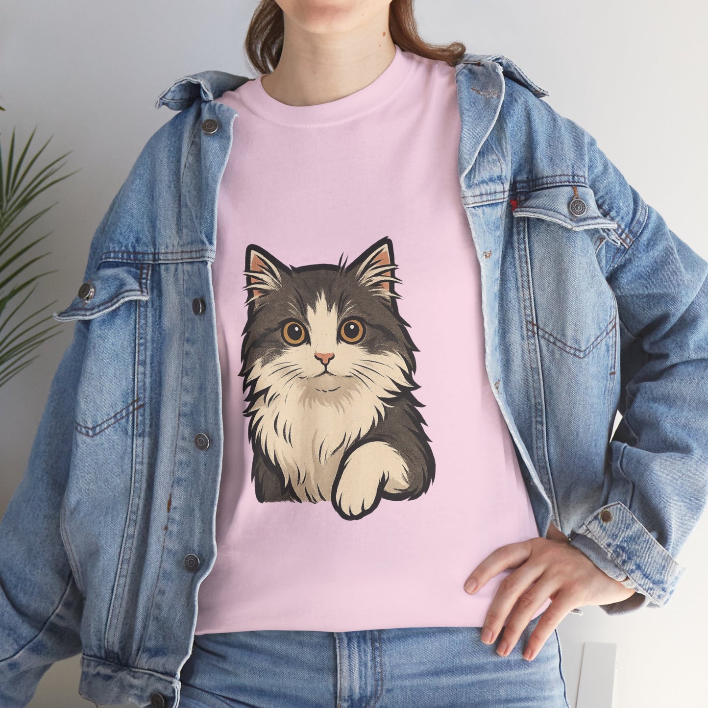 Cute Cat Unisex Heavy Cotton Tee, Animal Lover Gift, Pet Owner Shirt, Cat Lover Apparel, Animal Themed Tee, Casual Everyday Wear