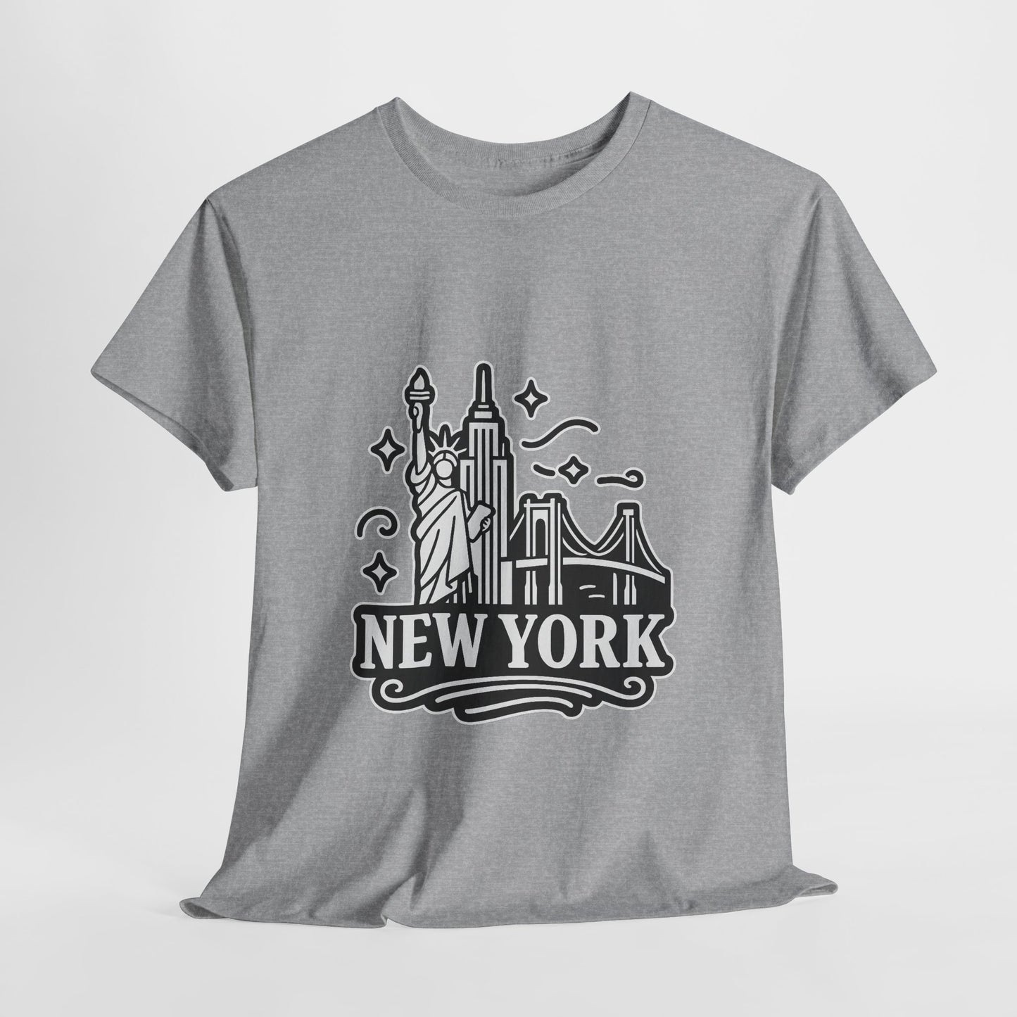 New York Skyline Unisex Heavy Cotton Tee, NYC T-Shirt, Travel Souvenir Shirt, Gift for New Yorkers, Cityscape Apparel