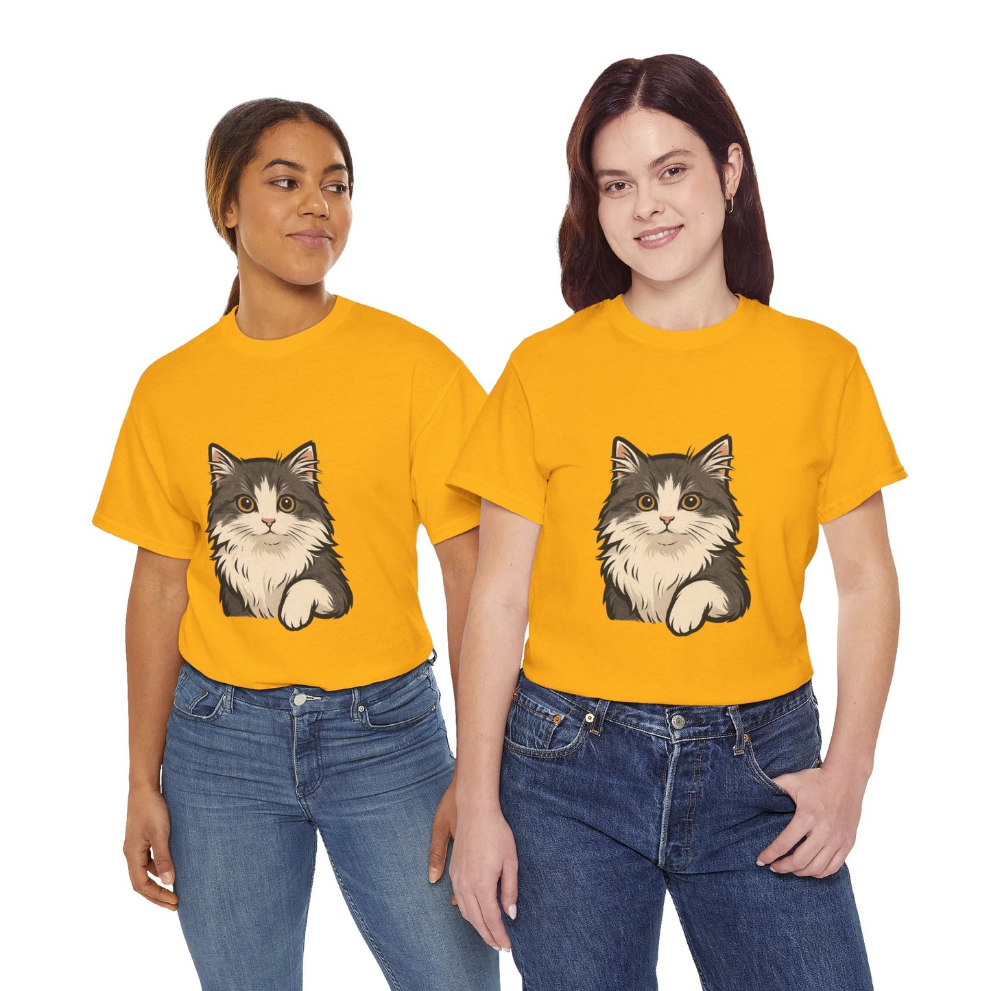 Cute Cat Unisex Heavy Cotton Tee, Animal Lover Gift, Pet Owner Shirt, Cat Lover Apparel, Animal Themed Tee, Casual Everyday Wear