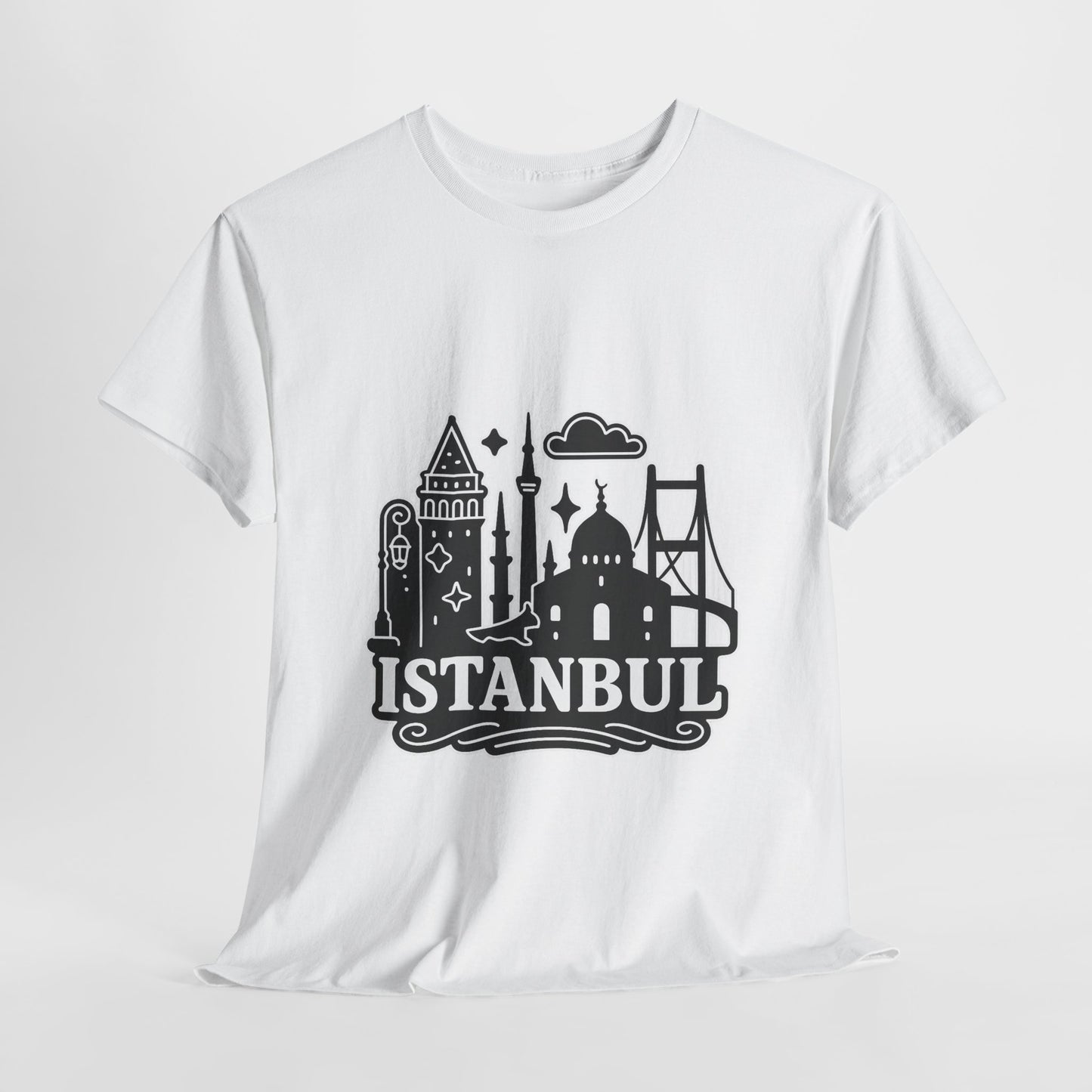 Istanbul Cityscape Unisex Heavy Cotton Tee, Travel Shirt, Gift for Travelers, Casual Style, Urban Outfit, Adventure Apparel
