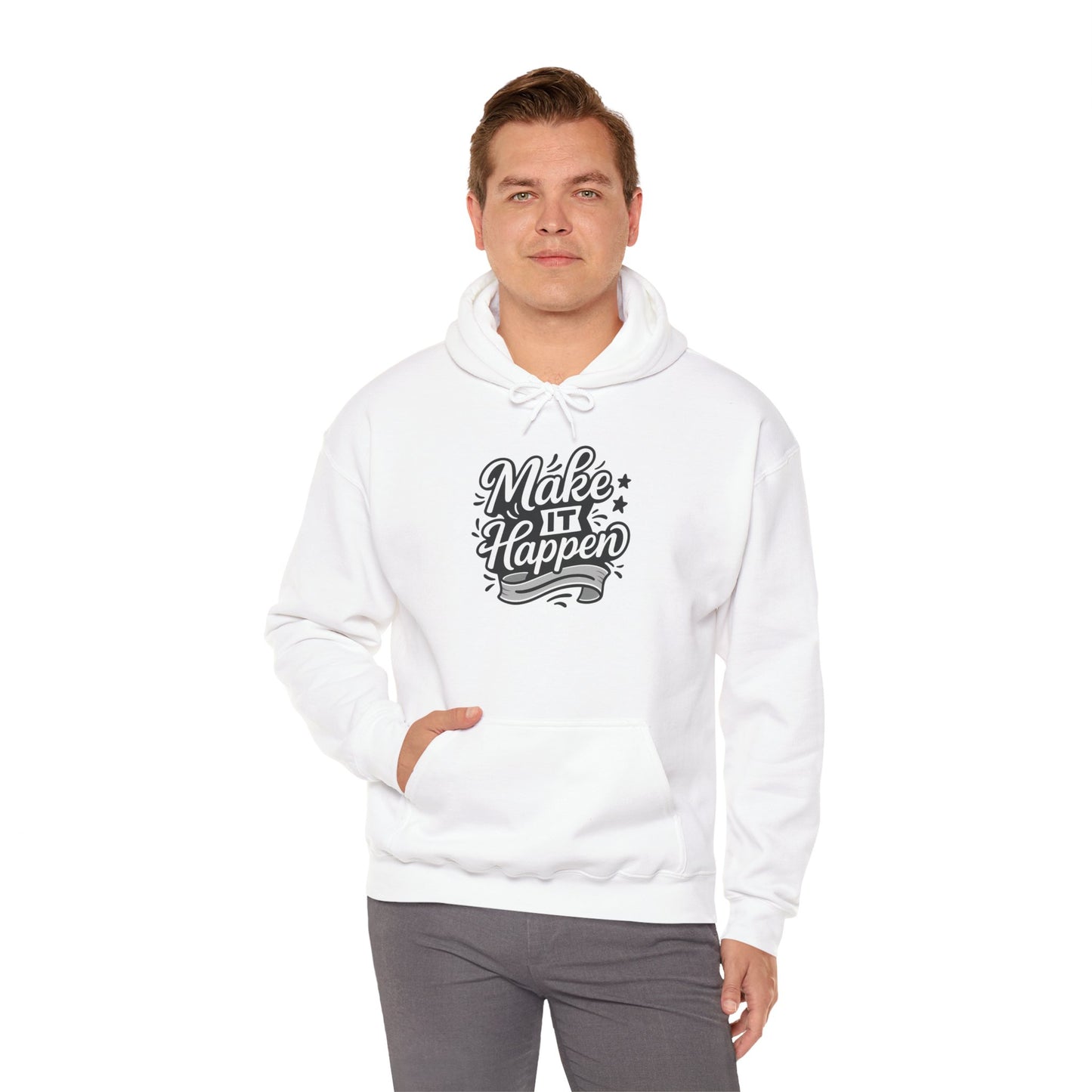 Motivational Hoodie: Make It Happen Sweatshirt, Unisex Pullover, Gift for Dreamers, Cozy Layer, Perfect for Celebrations