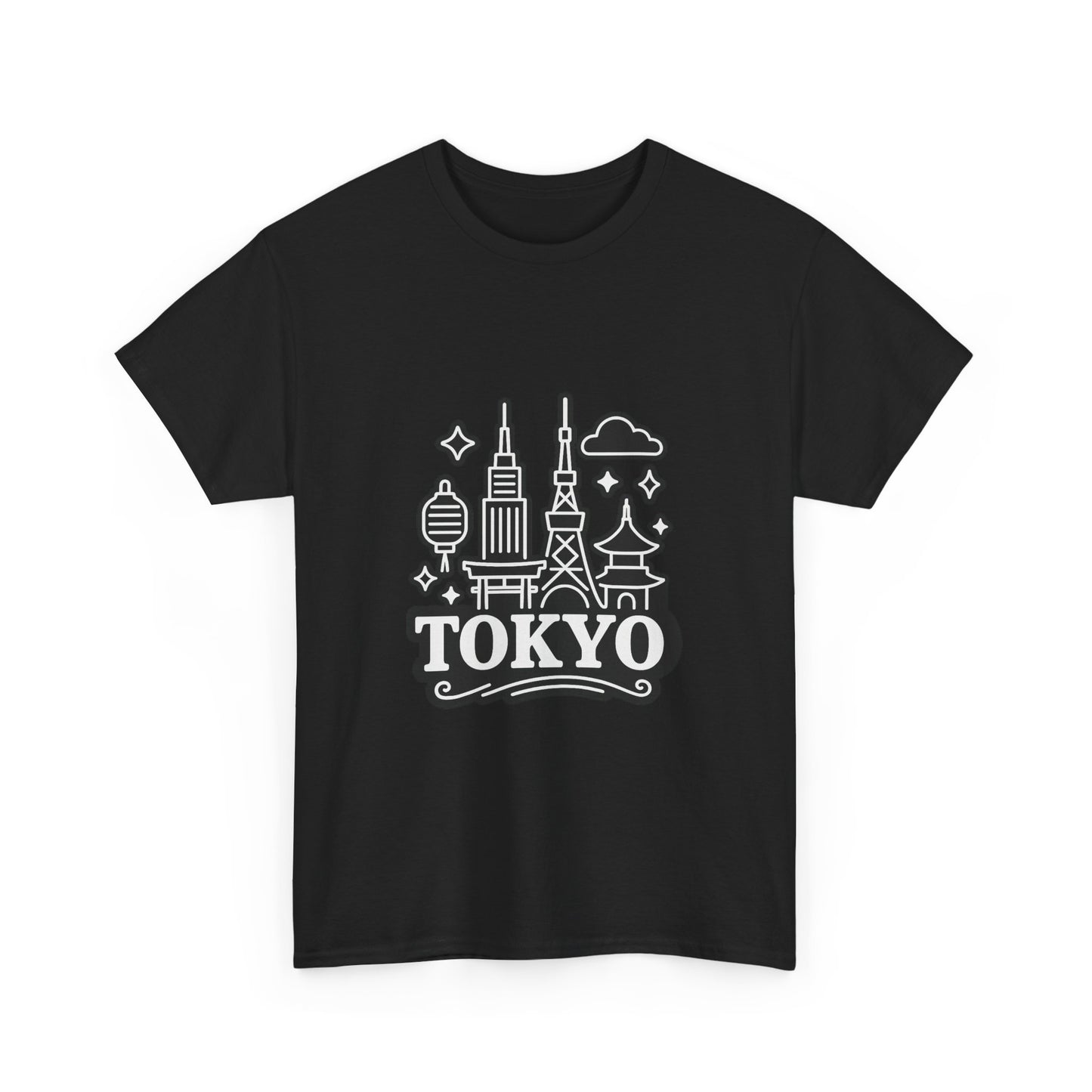 Tokyo Cityscape Unisex Heavy Cotton Tee, Graphic Tee, Travel T-Shirt, Urban Outfit, Gift for Travelers, Tokyo Lover Apparel