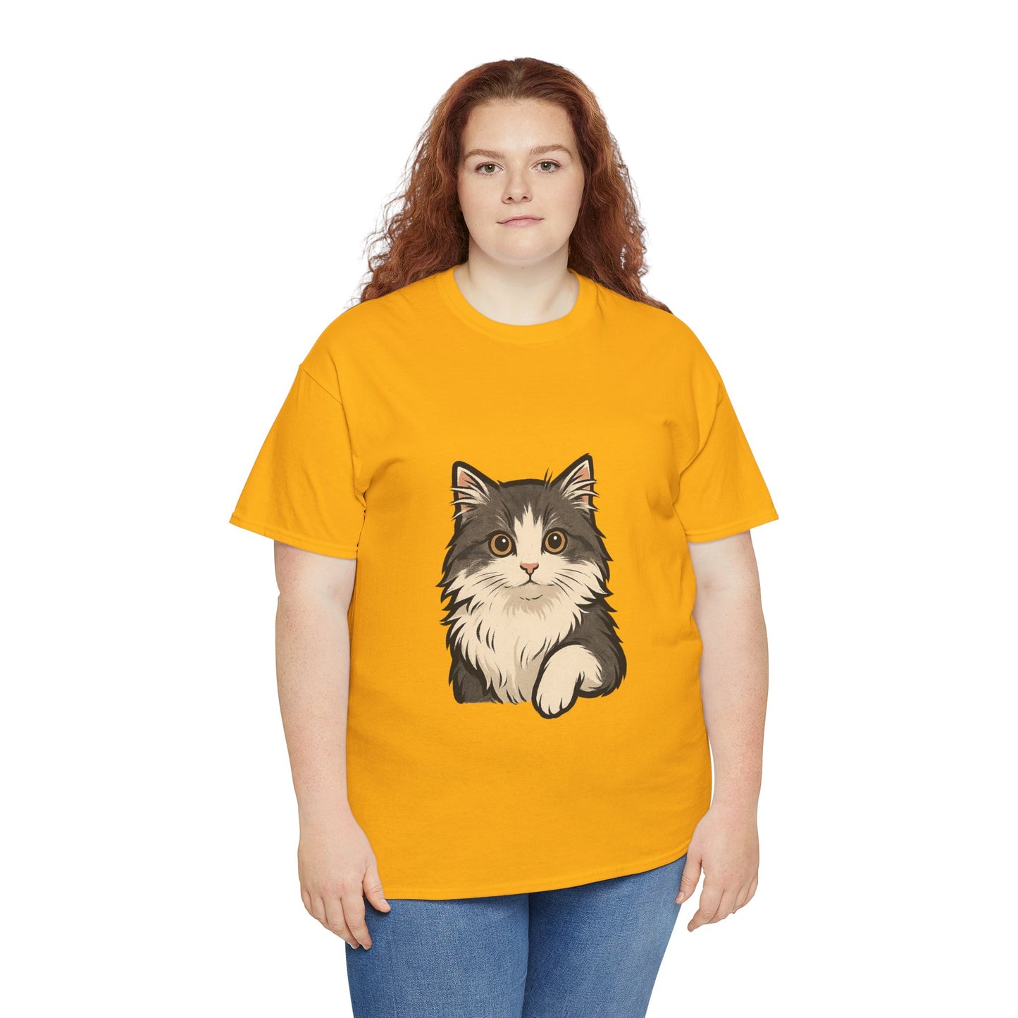 Cute Cat Unisex Heavy Cotton Tee, Animal Lover Gift, Pet Owner Shirt, Cat Lover Apparel, Animal Themed Tee, Casual Everyday Wear
