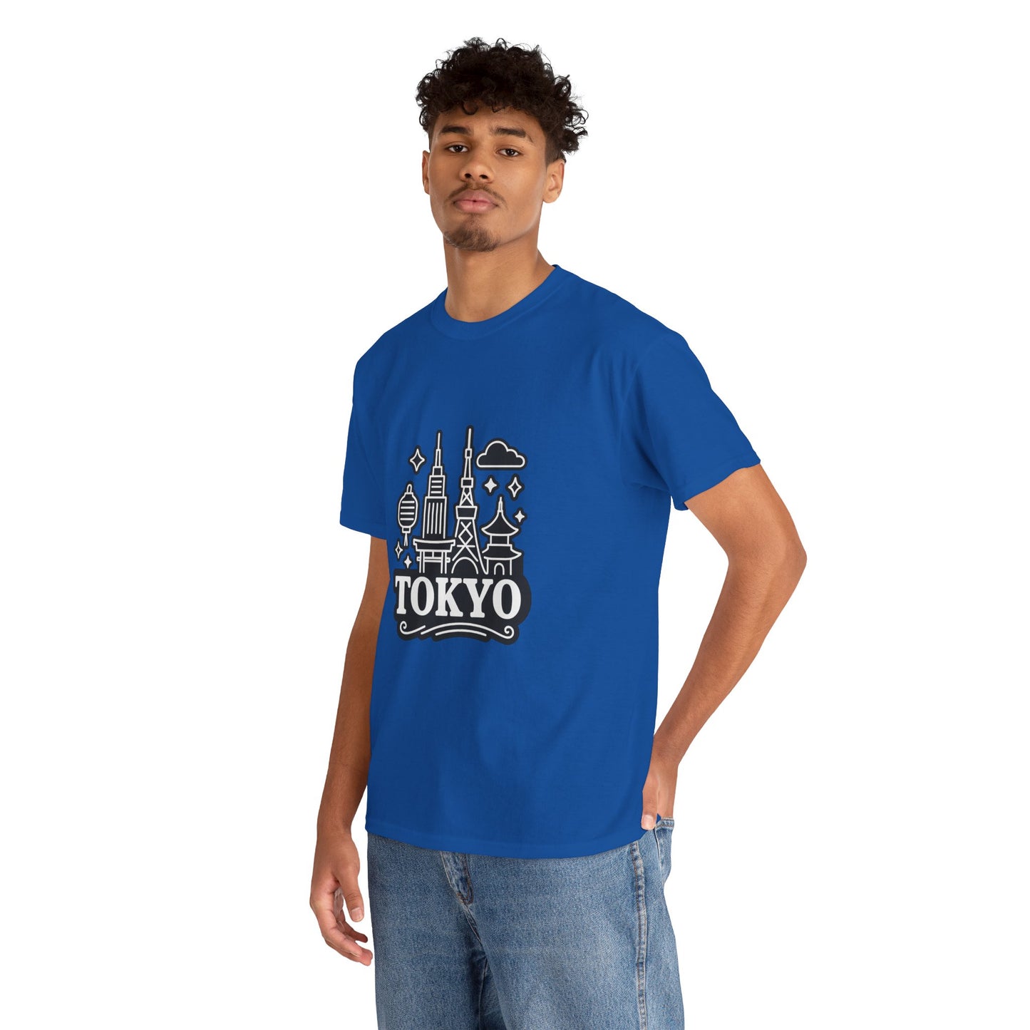 Tokyo Cityscape Unisex Heavy Cotton Tee, Graphic Tee, Travel T-Shirt, Urban Outfit, Gift for Travelers, Tokyo Lover Apparel