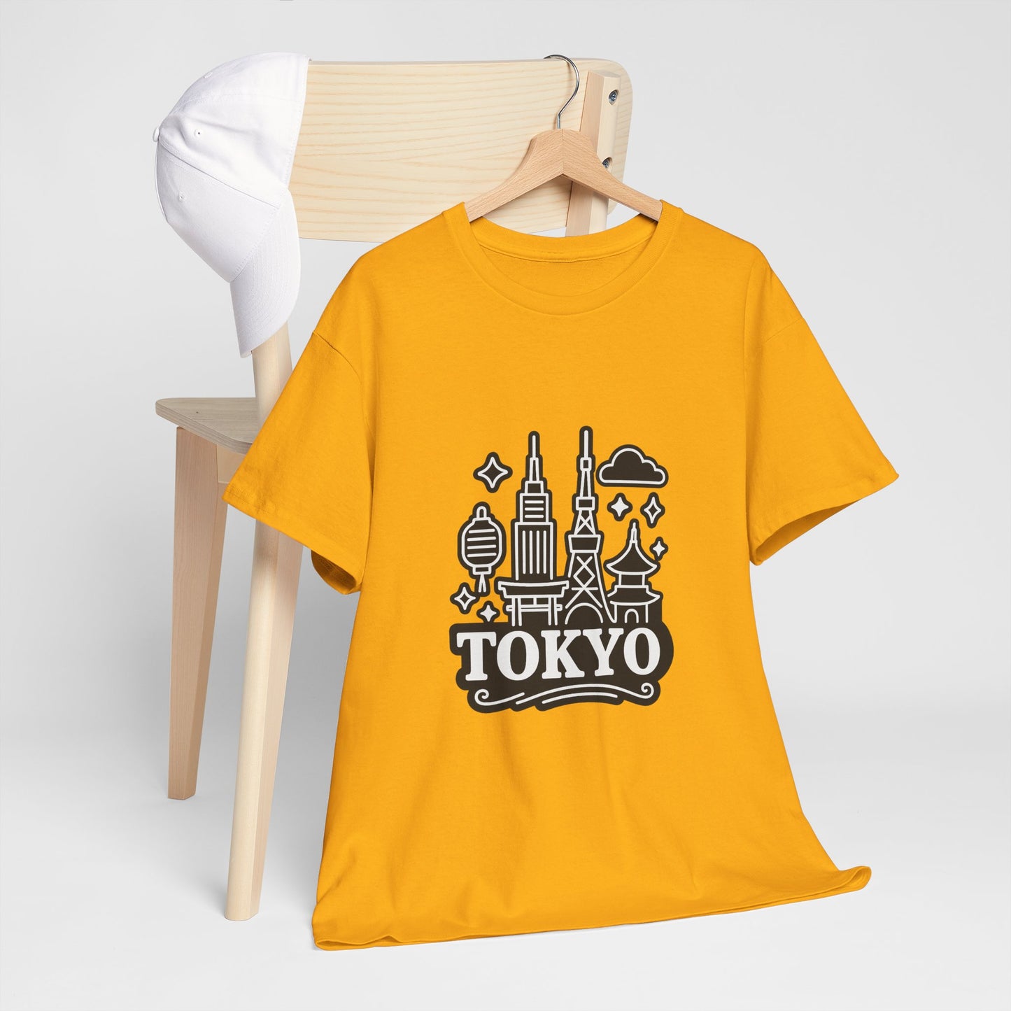 Tokyo Cityscape Unisex Heavy Cotton Tee, Graphic Tee, Travel T-Shirt, Urban Outfit, Gift for Travelers, Tokyo Lover Apparel