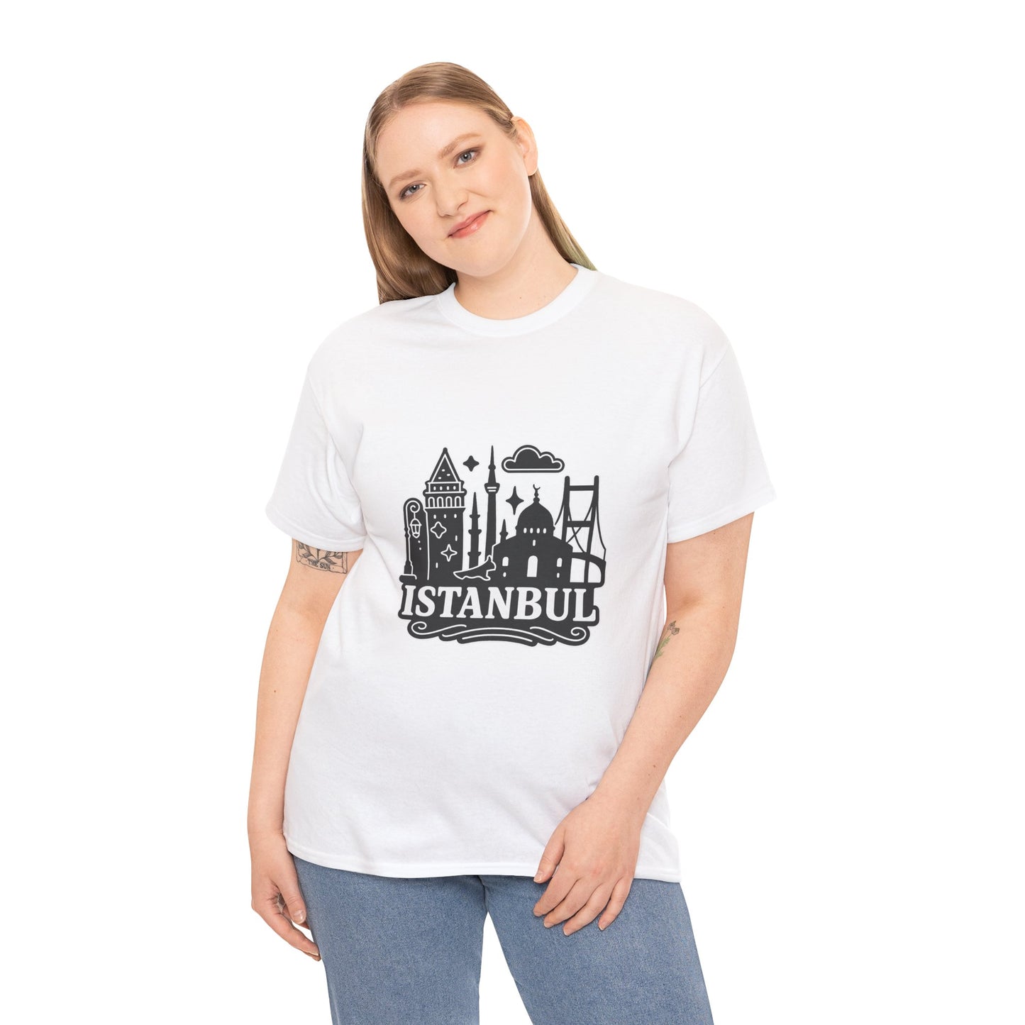Istanbul Cityscape Unisex Heavy Cotton Tee, Travel Shirt, Gift for Travelers, Casual Style, Urban Outfit, Adventure Apparel