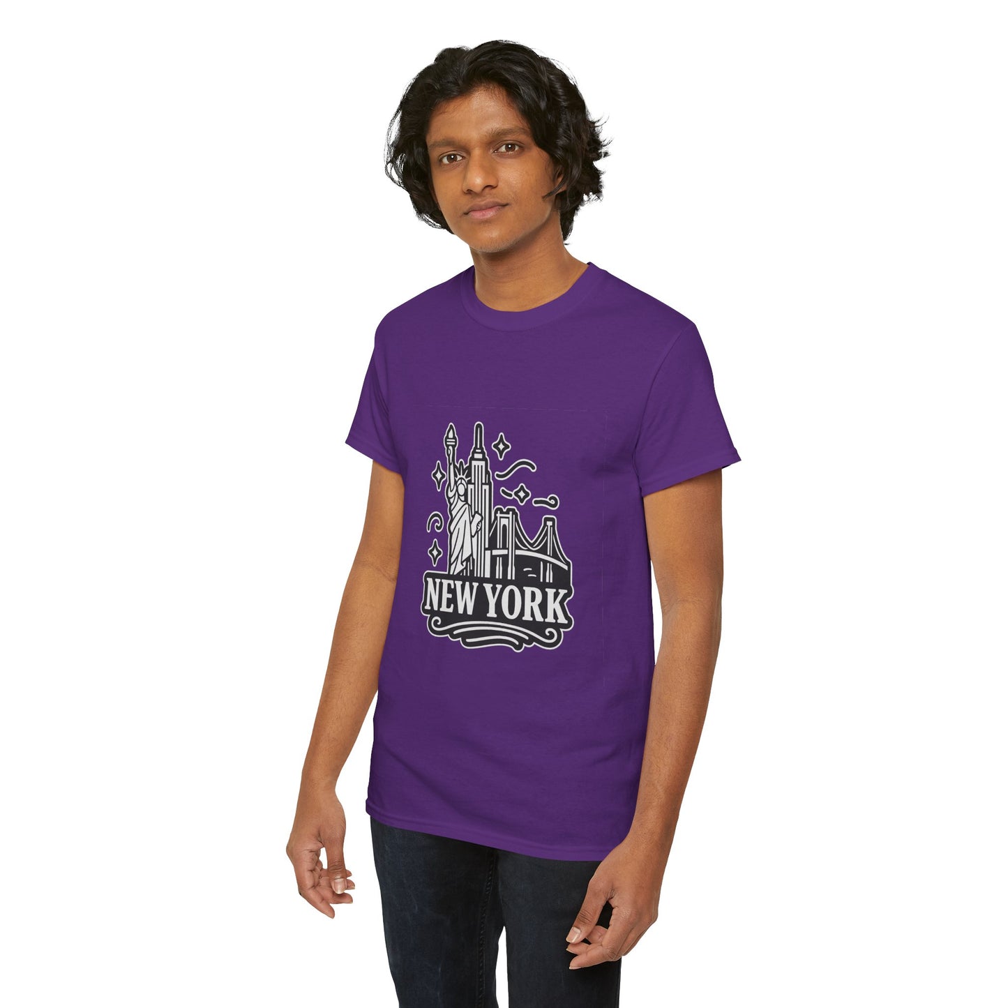 New York Skyline Unisex Heavy Cotton Tee, NYC T-Shirt, Travel Souvenir Shirt, Gift for New Yorkers, Cityscape Apparel