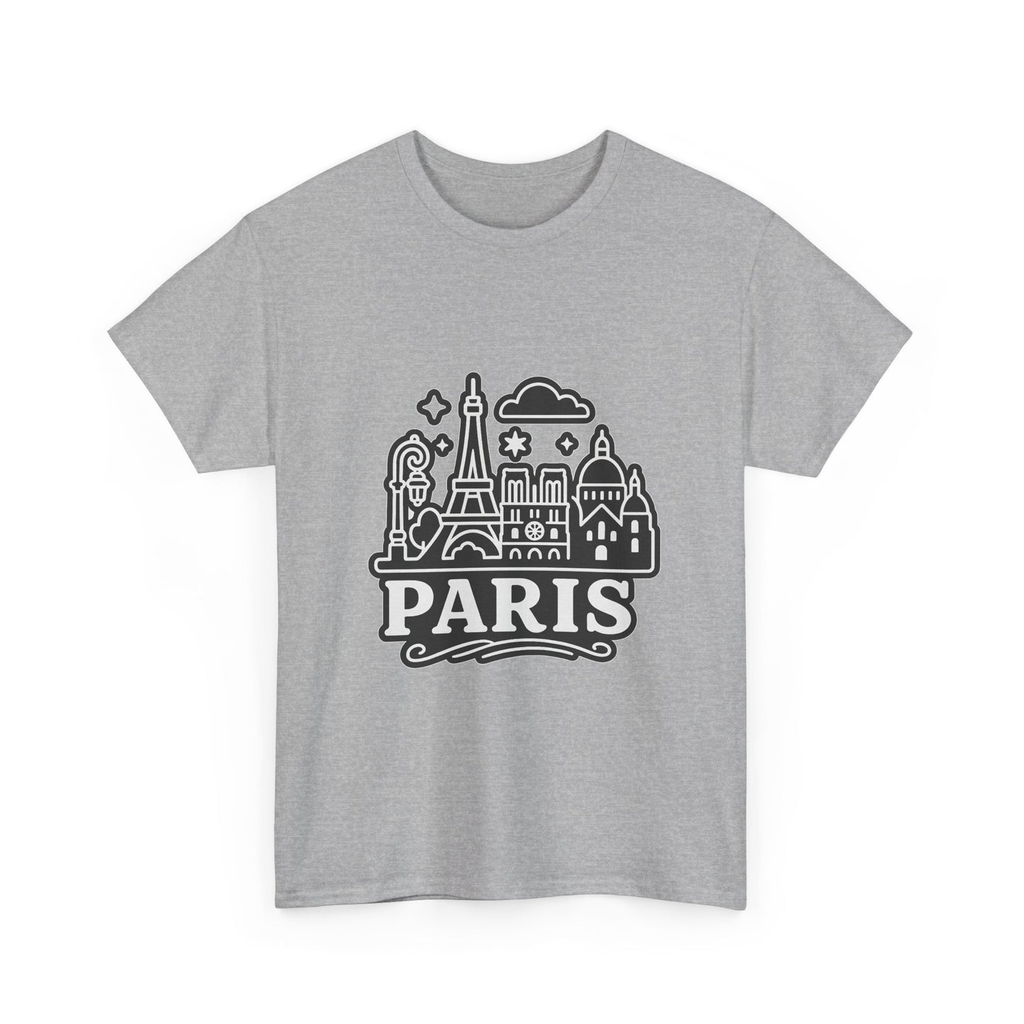 Paris-Themed Unisex Heavy Cotton Tee | Travel Gift, Casual Wear, Souvenir Shirt, Vacation Apparel, Paris Lover's Tee