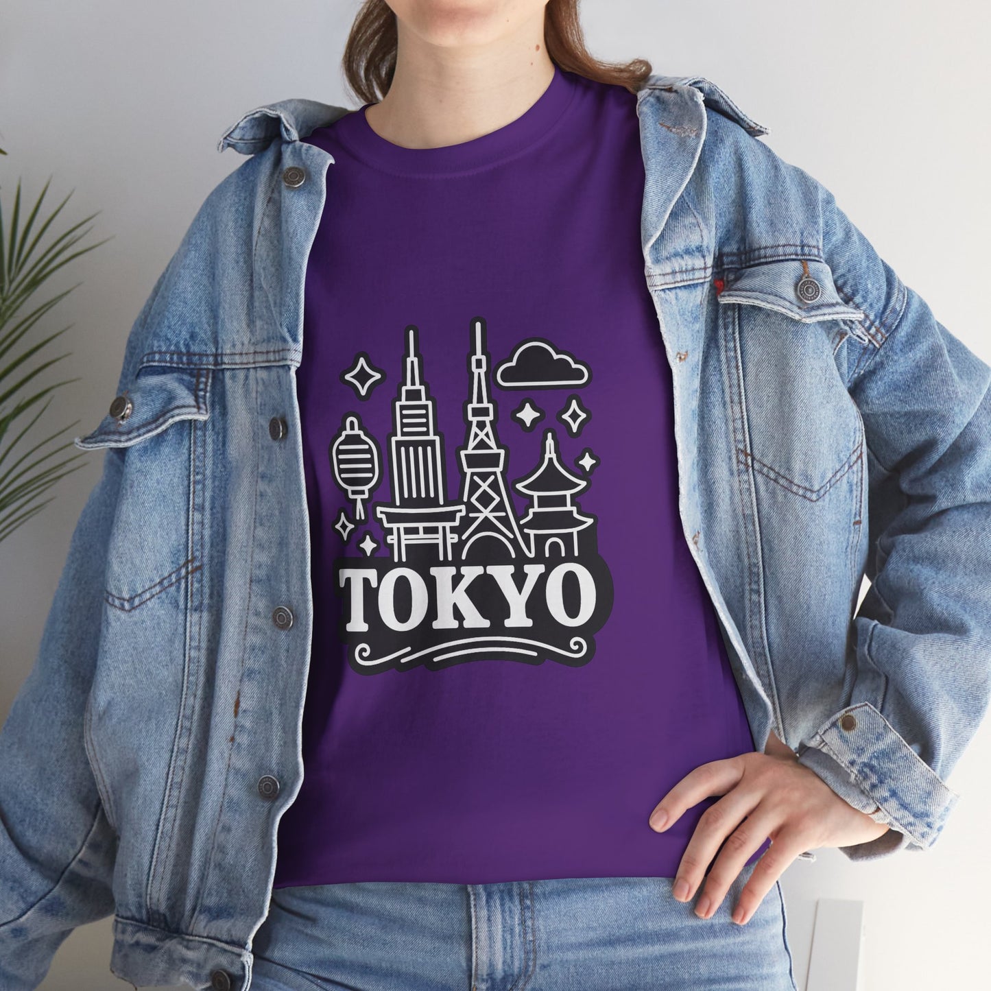 Tokyo Cityscape Unisex Heavy Cotton Tee, Graphic Tee, Travel T-Shirt, Urban Outfit, Gift for Travelers, Tokyo Lover Apparel
