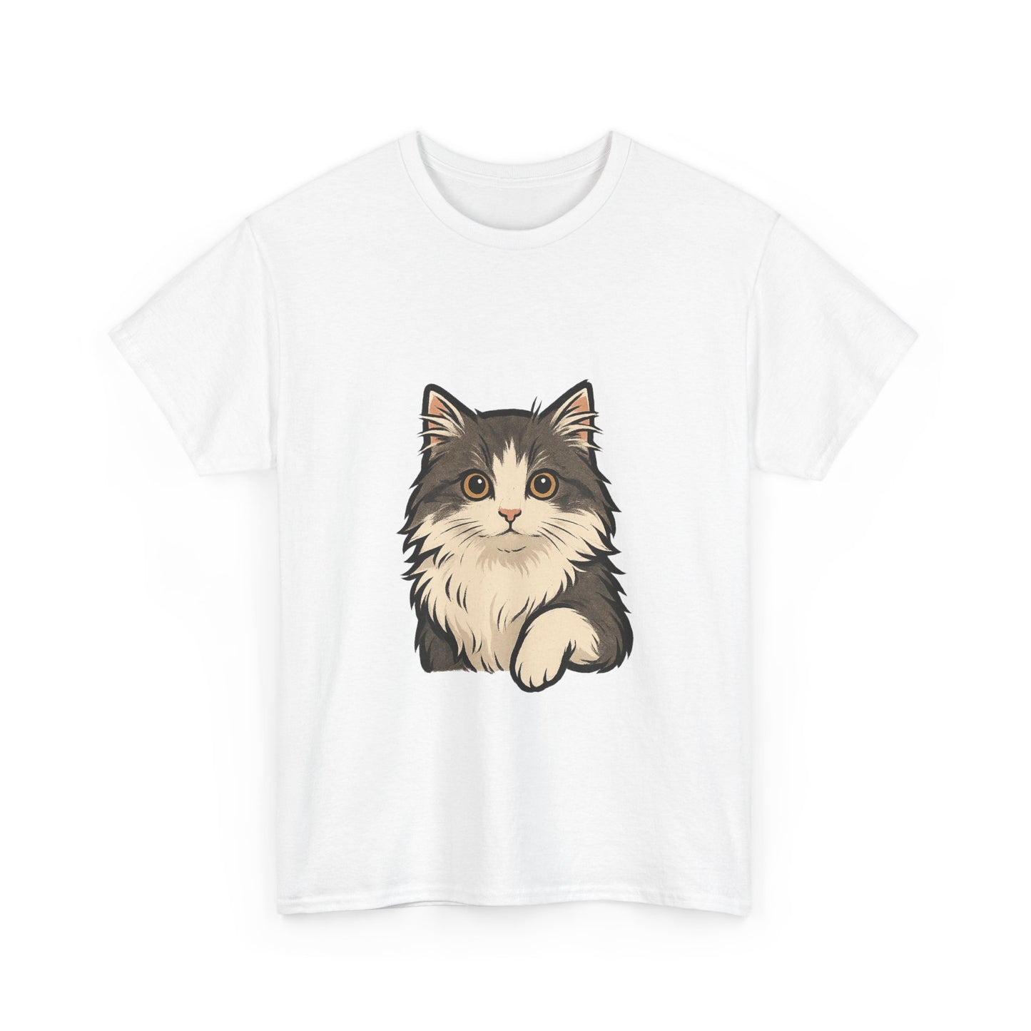 Cute Cat Unisex Heavy Cotton Tee, Animal Lover Gift, Pet Owner Shirt, Cat Lover Apparel, Animal Themed Tee, Casual Everyday Wear