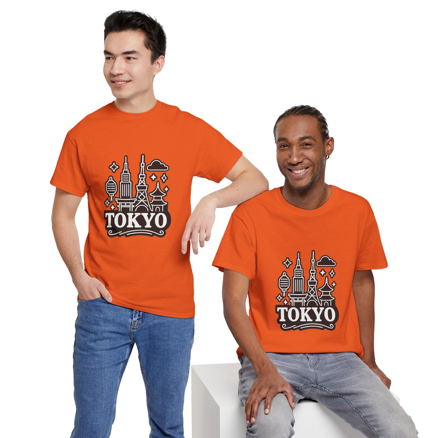 Tokyo Cityscape Unisex Heavy Cotton Tee, Graphic Tee, Travel T-Shirt, Urban Outfit, Gift for Travelers, Tokyo Lover Apparel