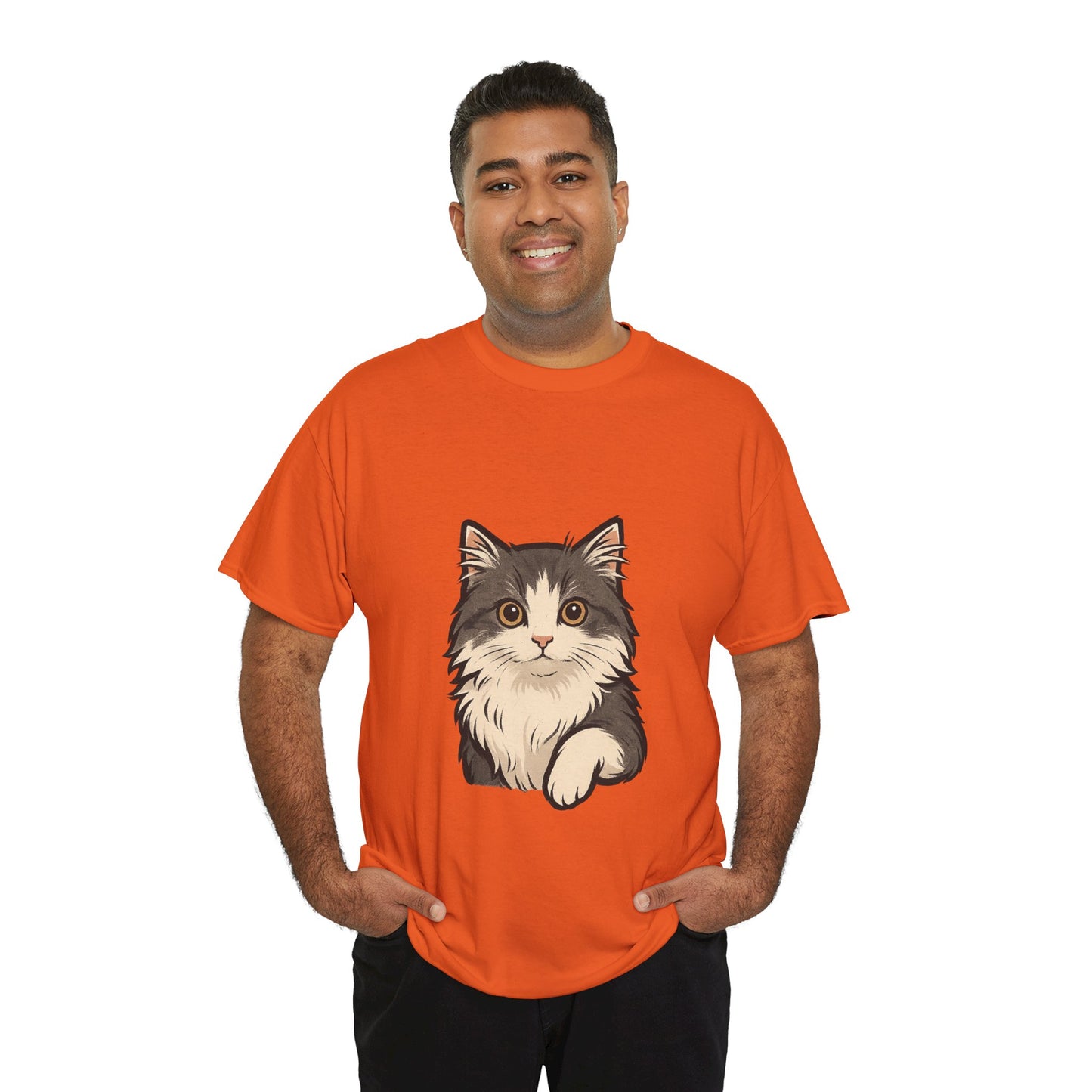 Cute Cat Unisex Heavy Cotton Tee, Animal Lover Gift, Pet Owner Shirt, Cat Lover Apparel, Animal Themed Tee, Casual Everyday Wear