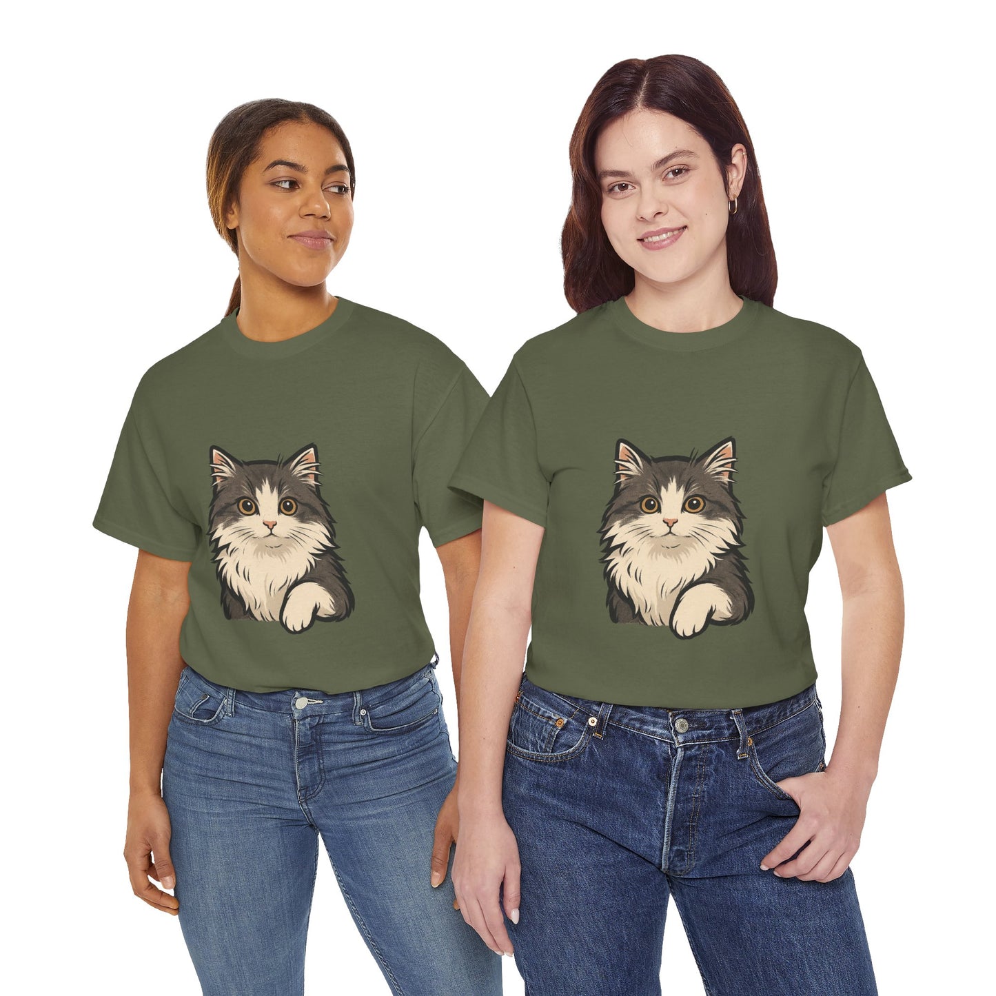 Cute Cat Unisex Heavy Cotton Tee, Animal Lover Gift, Pet Owner Shirt, Cat Lover Apparel, Animal Themed Tee, Casual Everyday Wear