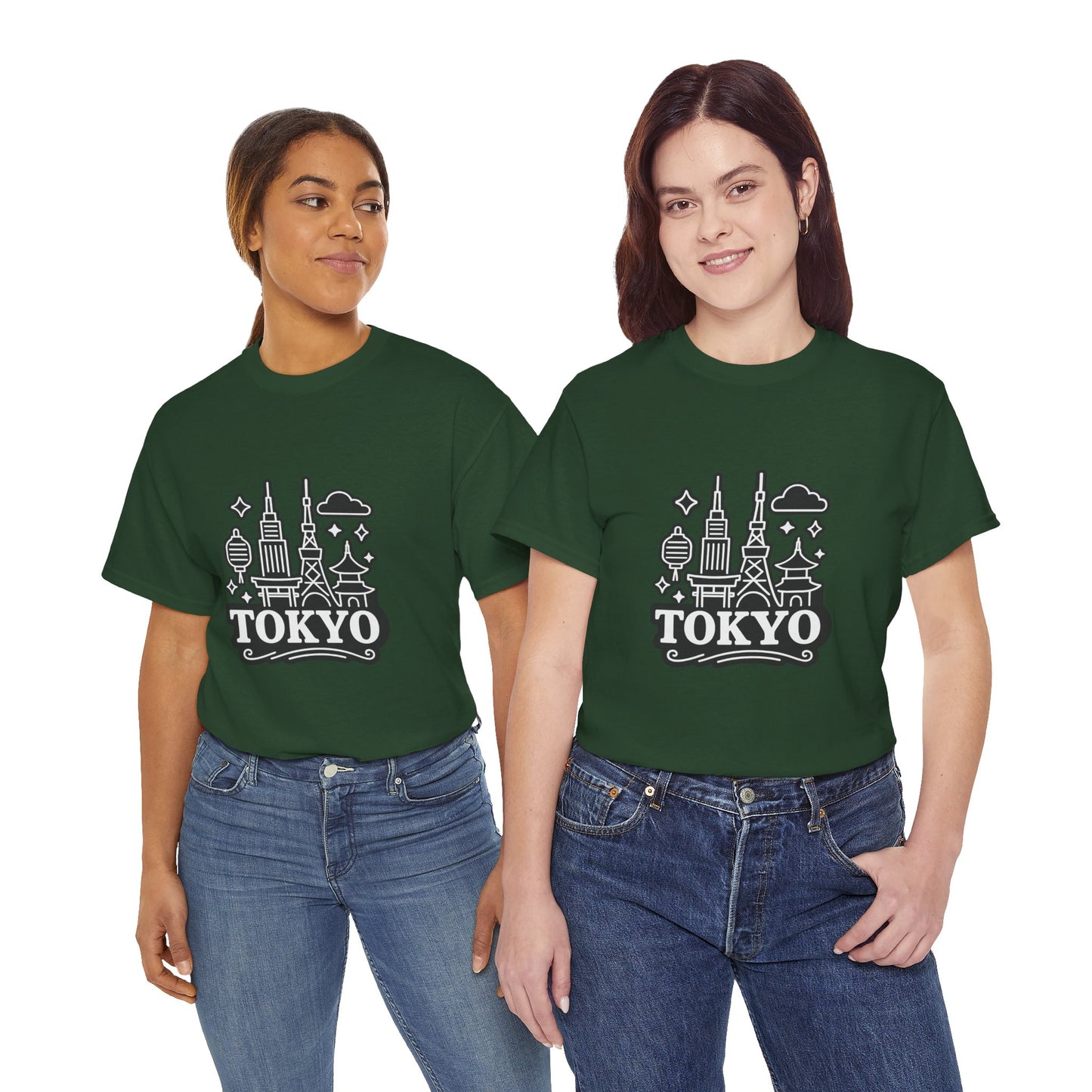 Tokyo Cityscape Unisex Heavy Cotton Tee, Graphic Tee, Travel T-Shirt, Urban Outfit, Gift for Travelers, Tokyo Lover Apparel