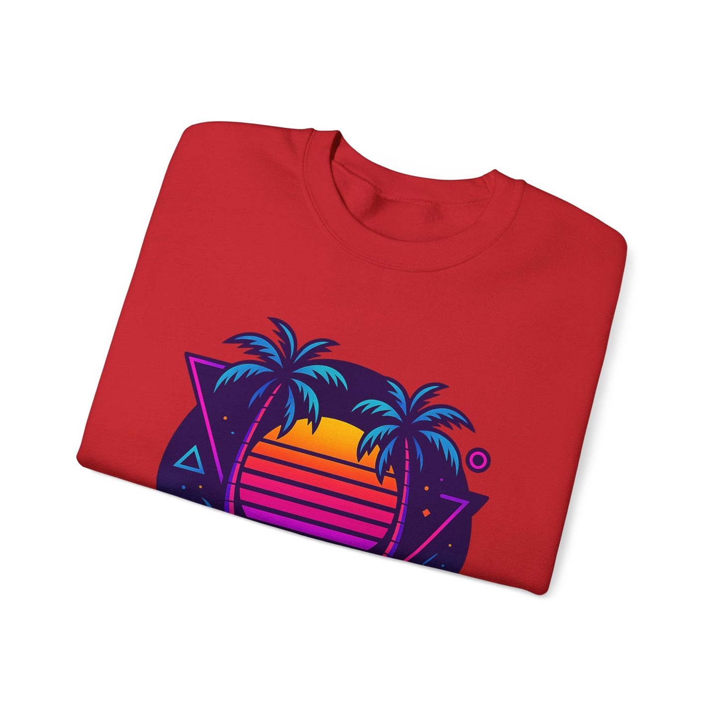 Retro Sunset Palm Trees Crewneck Sweatshirt | Cozy Unisex Fashion | Perfect for Summer Nights, Beach Days, Gifts, Casual Wear