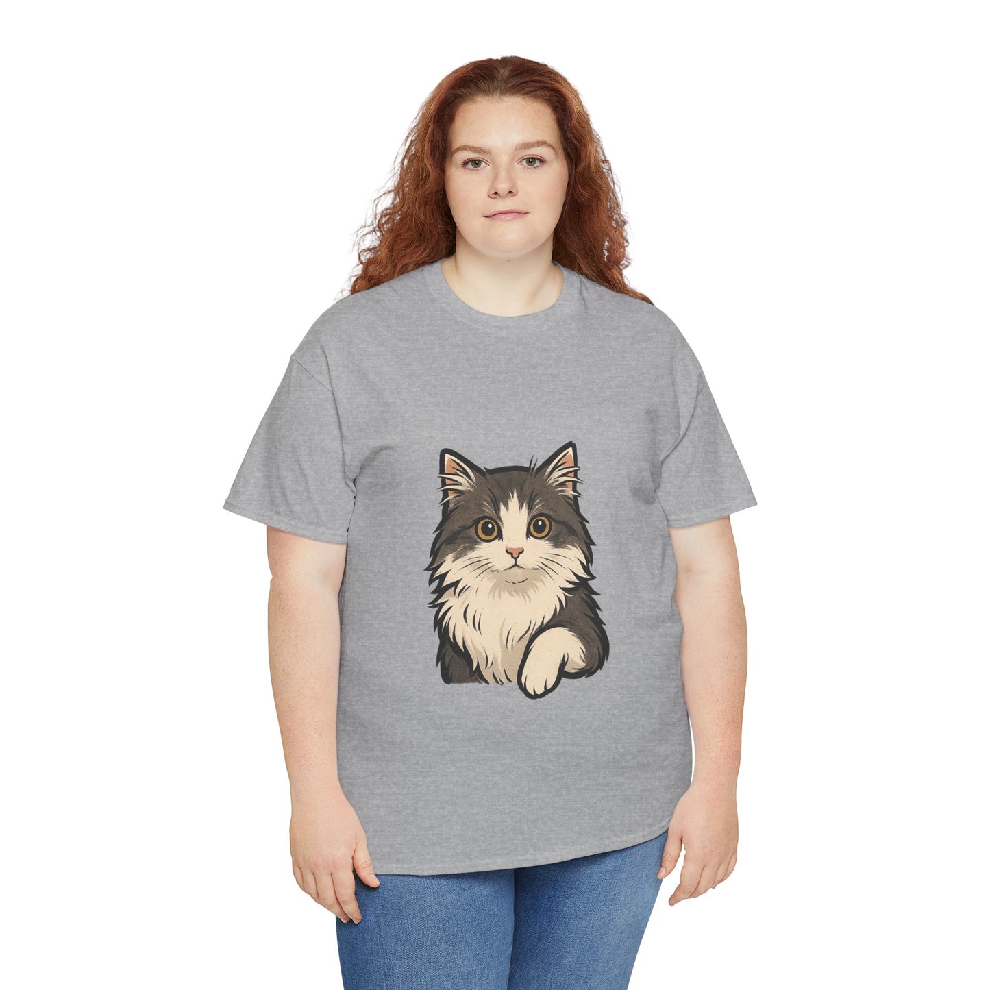 Cute Cat Unisex Heavy Cotton Tee, Animal Lover Gift, Pet Owner Shirt, Cat Lover Apparel, Animal Themed Tee, Casual Everyday Wear