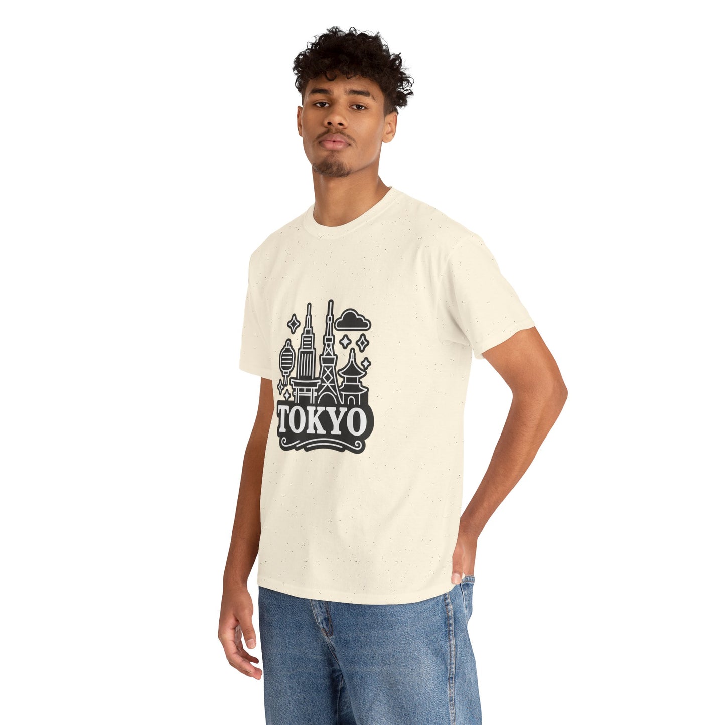 Tokyo Cityscape Unisex Heavy Cotton Tee, Graphic Tee, Travel T-Shirt, Urban Outfit, Gift for Travelers, Tokyo Lover Apparel