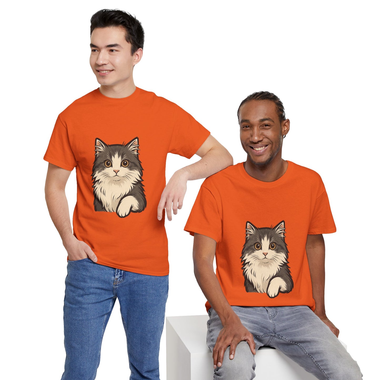 Cute Cat Unisex Heavy Cotton Tee, Animal Lover Gift, Pet Owner Shirt, Cat Lover Apparel, Animal Themed Tee, Casual Everyday Wear