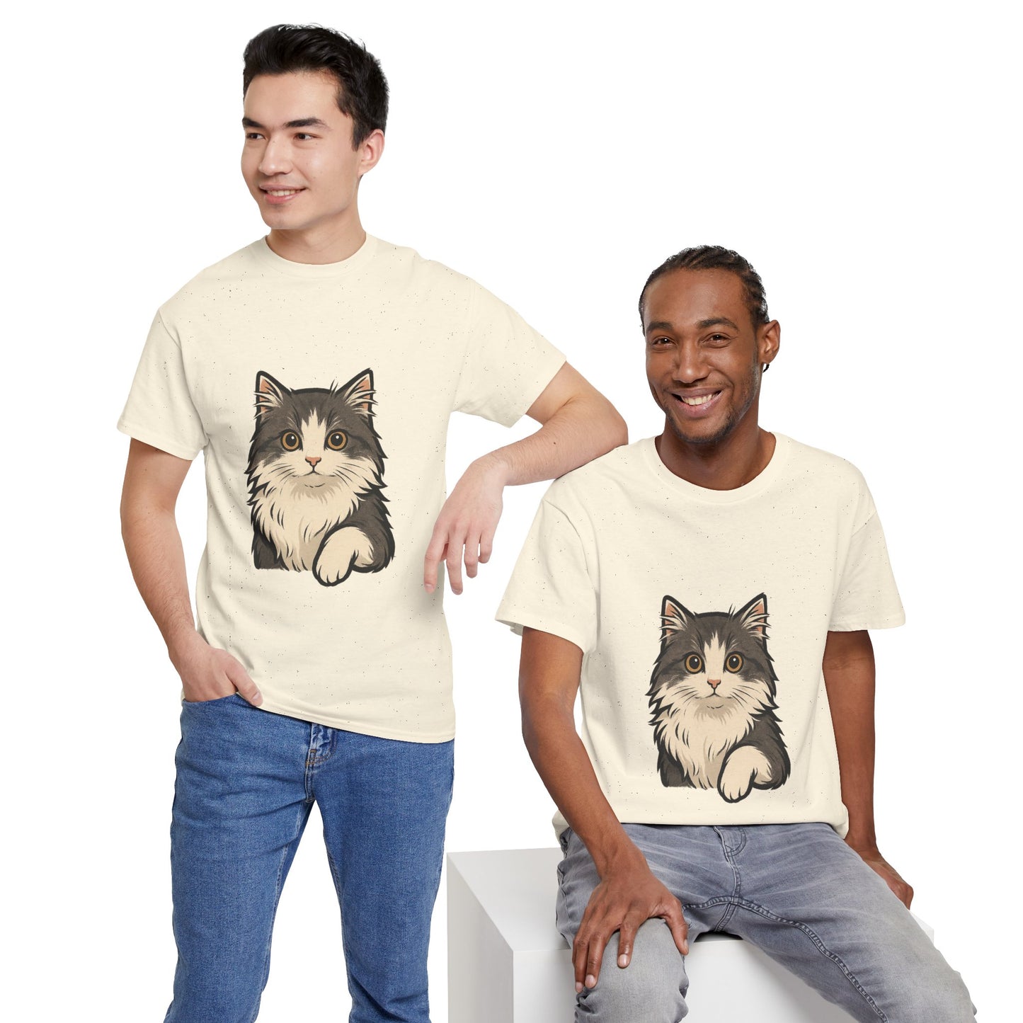 Cute Cat Unisex Heavy Cotton Tee, Animal Lover Gift, Pet Owner Shirt, Cat Lover Apparel, Animal Themed Tee, Casual Everyday Wear