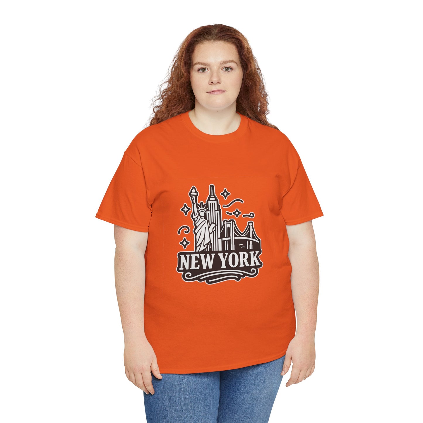 New York Skyline Unisex Heavy Cotton Tee, NYC T-Shirt, Travel Souvenir Shirt, Gift for New Yorkers, Cityscape Apparel