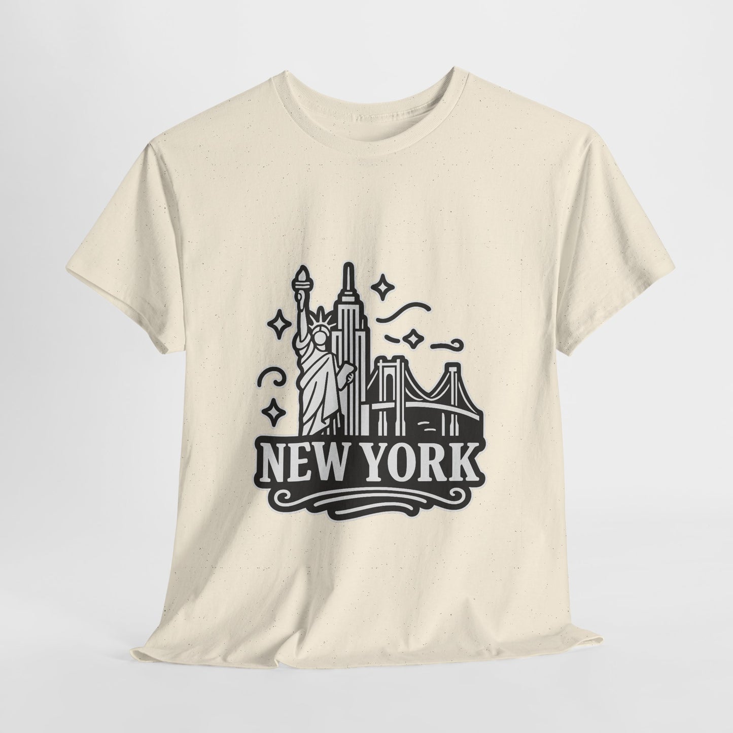 New York Skyline Unisex Heavy Cotton Tee, NYC T-Shirt, Travel Souvenir Shirt, Gift for New Yorkers, Cityscape Apparel