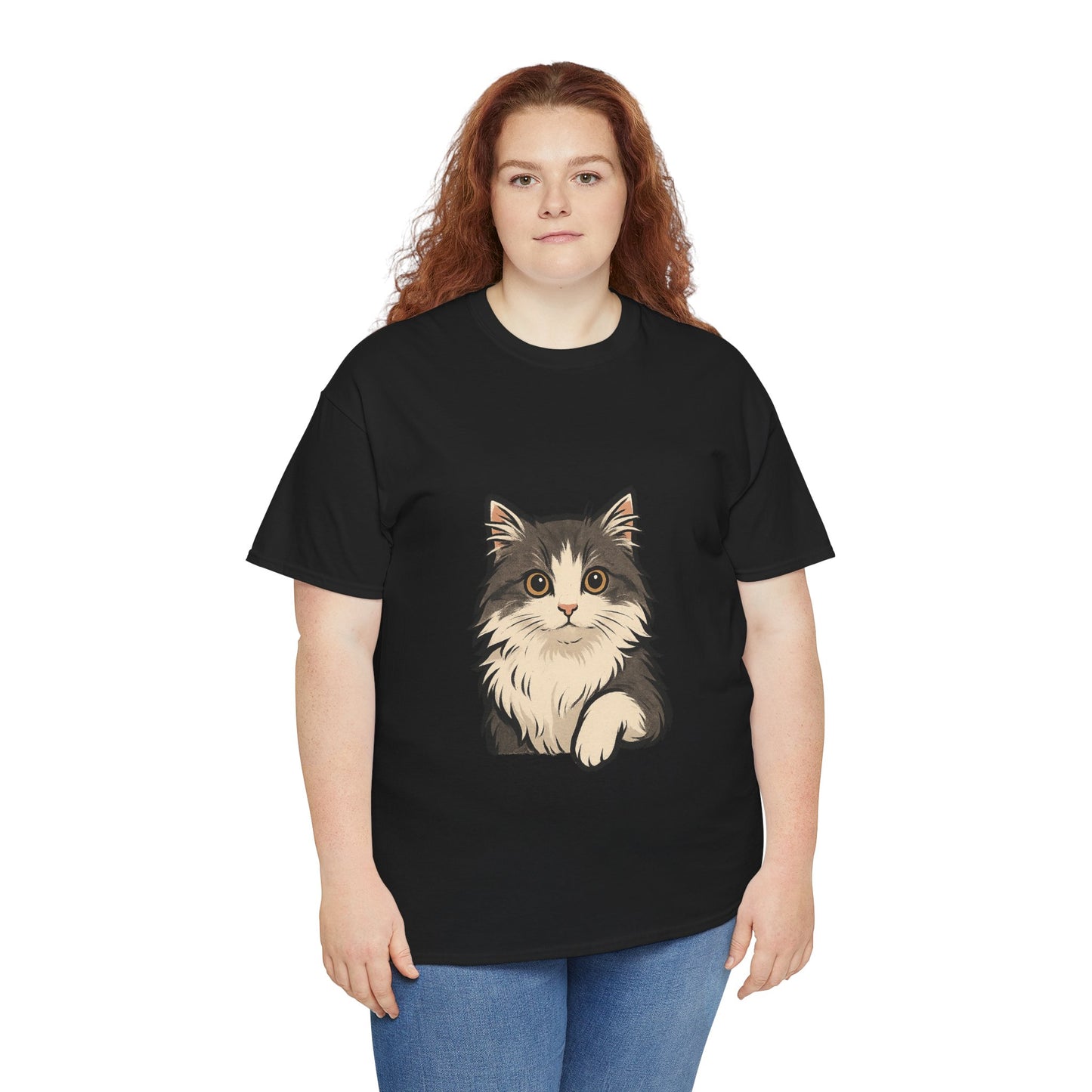 Cute Cat Unisex Heavy Cotton Tee, Animal Lover Gift, Pet Owner Shirt, Cat Lover Apparel, Animal Themed Tee, Casual Everyday Wear