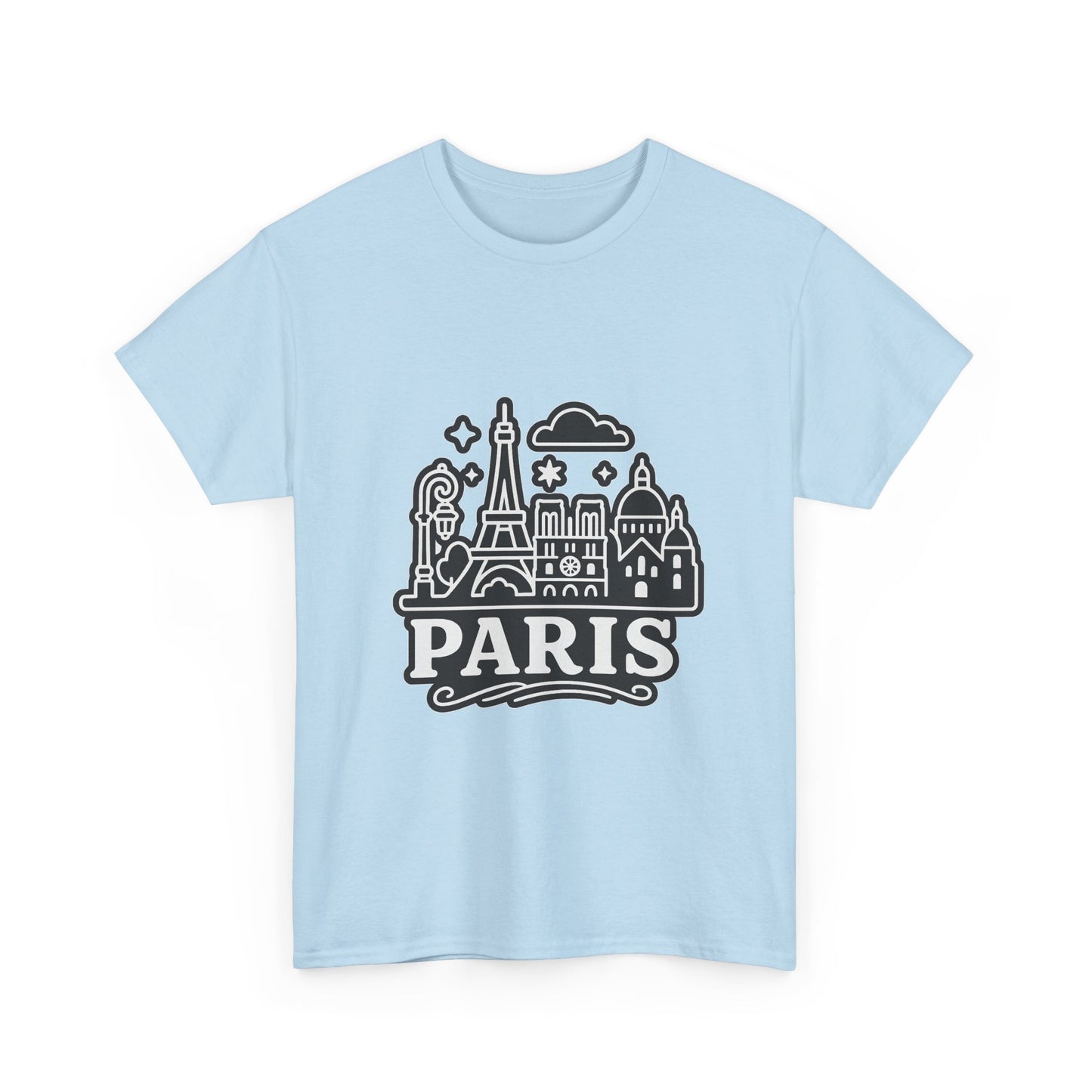Paris-Themed Unisex Heavy Cotton Tee | Travel Gift, Casual Wear, Souvenir Shirt, Vacation Apparel, Paris Lover's Tee