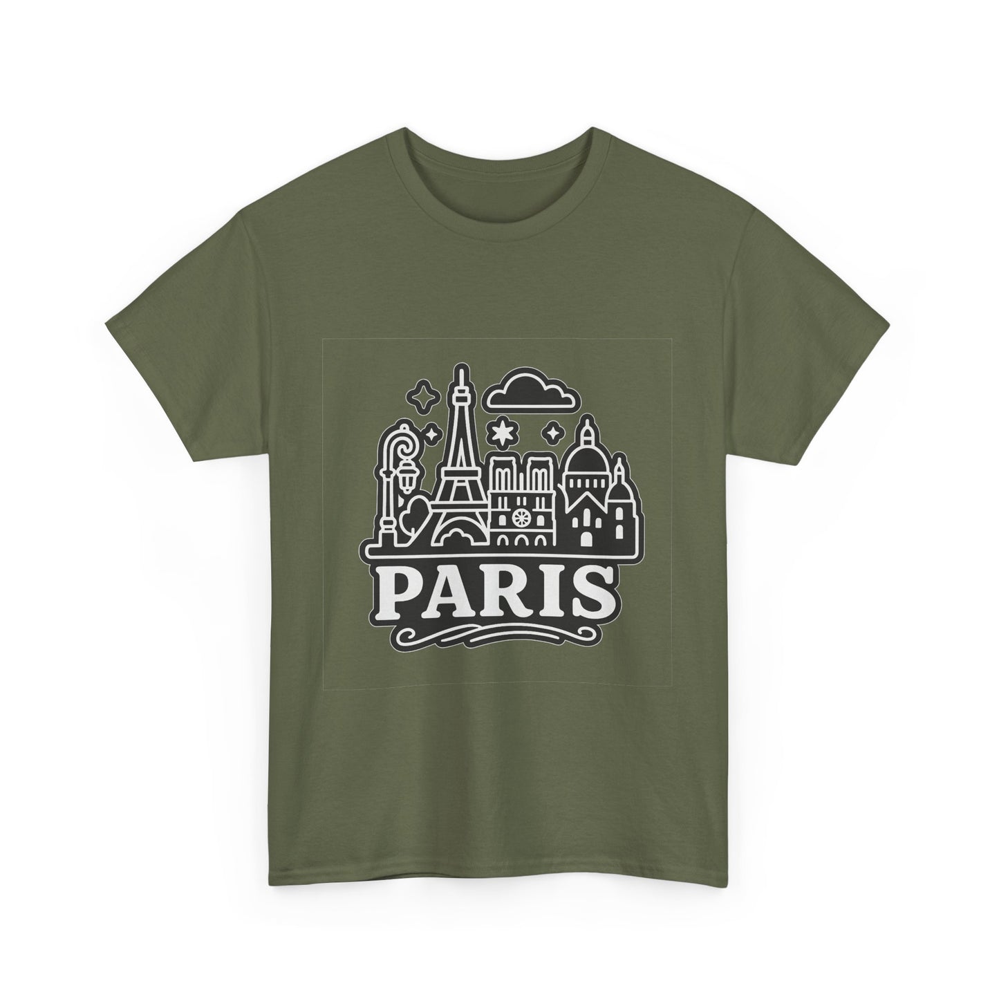 Paris-Themed Unisex Heavy Cotton Tee | Travel Gift, Casual Wear, Souvenir Shirt, Vacation Apparel, Paris Lover's Tee