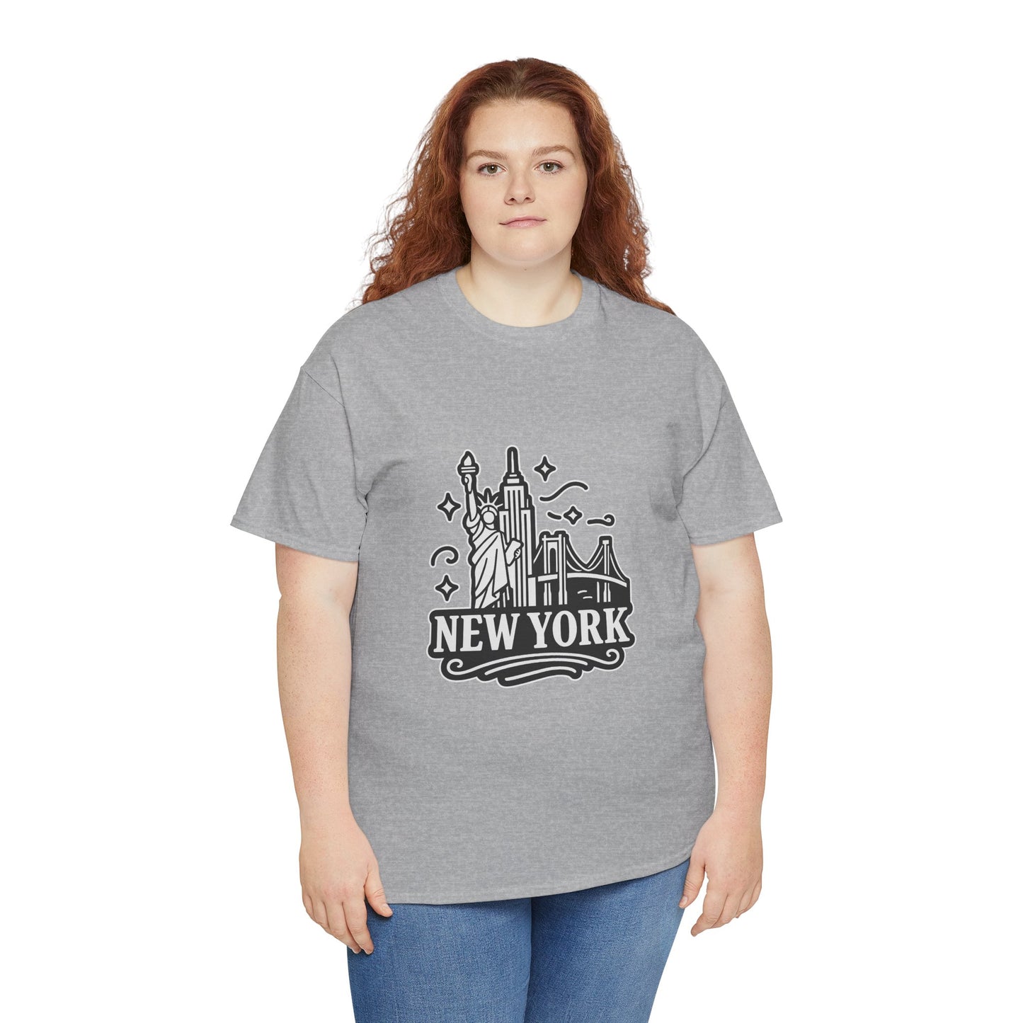 New York Skyline Unisex Heavy Cotton Tee, NYC T-Shirt, Travel Souvenir Shirt, Gift for New Yorkers, Cityscape Apparel