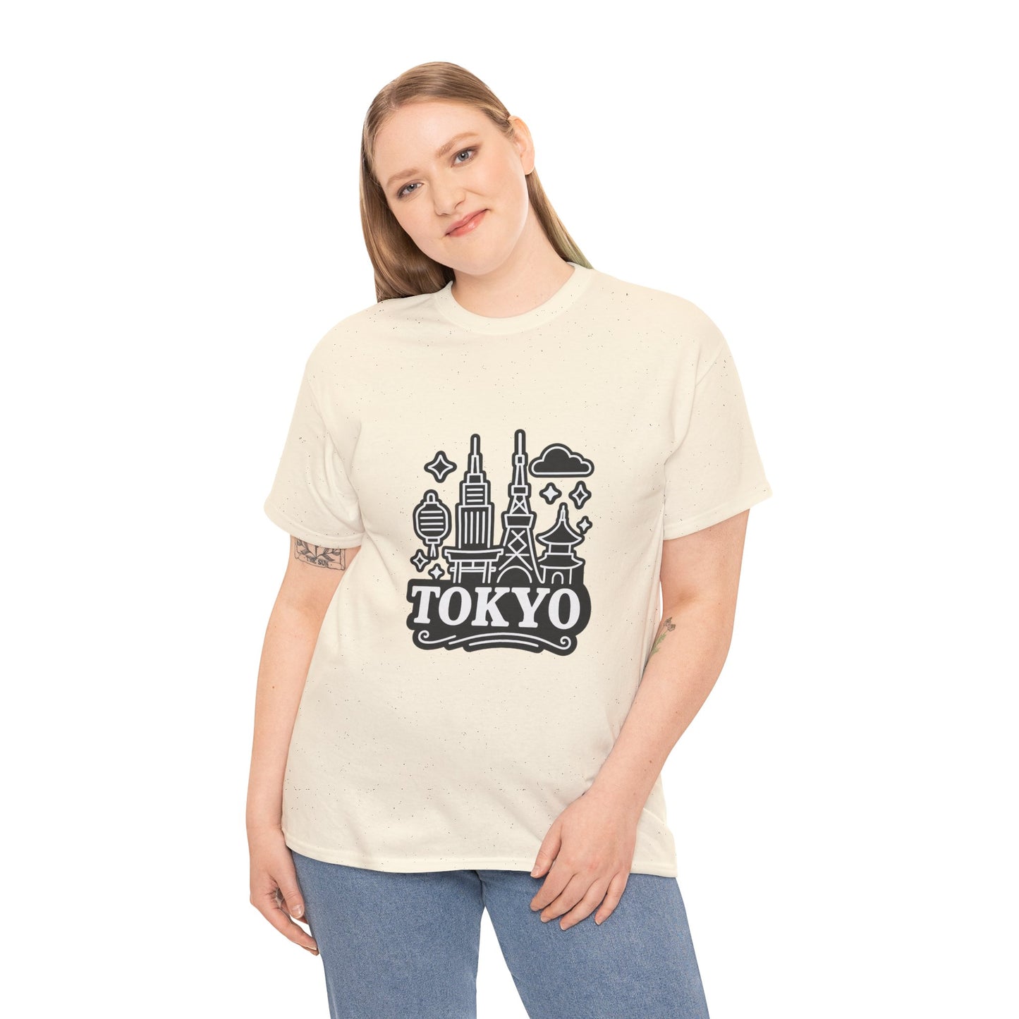 Tokyo Cityscape Unisex Heavy Cotton Tee, Graphic Tee, Travel T-Shirt, Urban Outfit, Gift for Travelers, Tokyo Lover Apparel