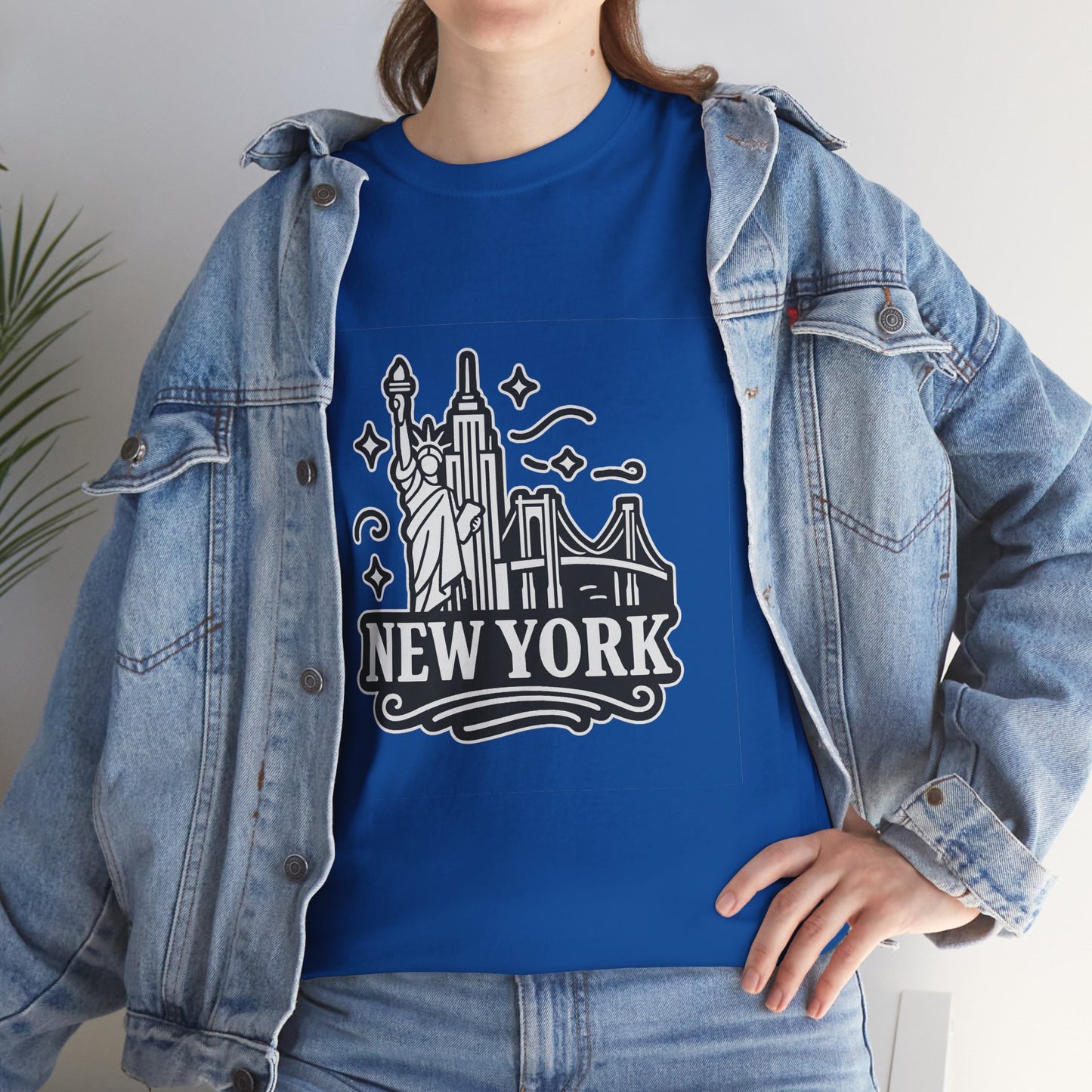 New York Skyline Unisex Heavy Cotton Tee, NYC T-Shirt, Travel Souvenir Shirt, Gift for New Yorkers, Cityscape Apparel