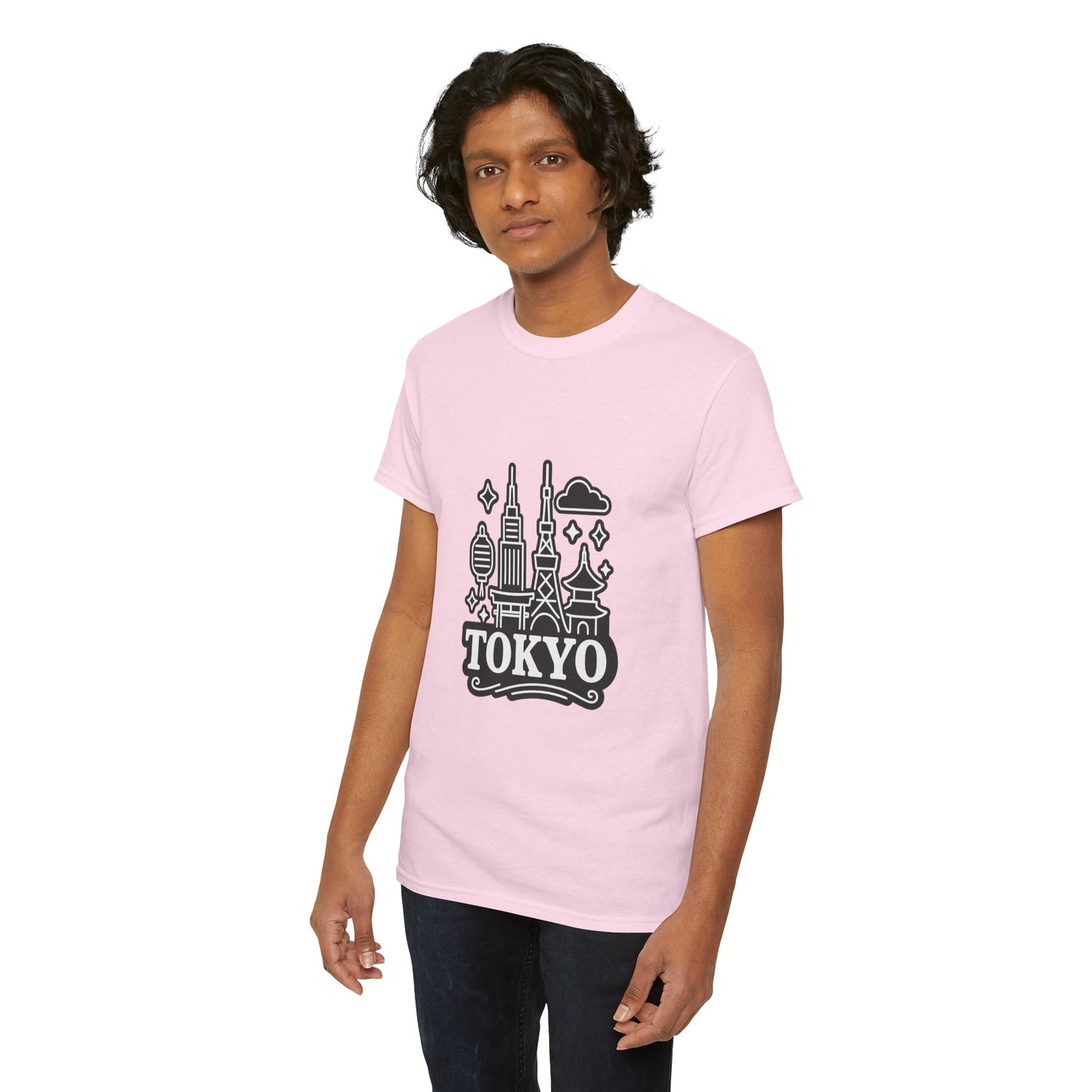 Tokyo Cityscape Unisex Heavy Cotton Tee, Graphic Tee, Travel T-Shirt, Urban Outfit, Gift for Travelers, Tokyo Lover Apparel