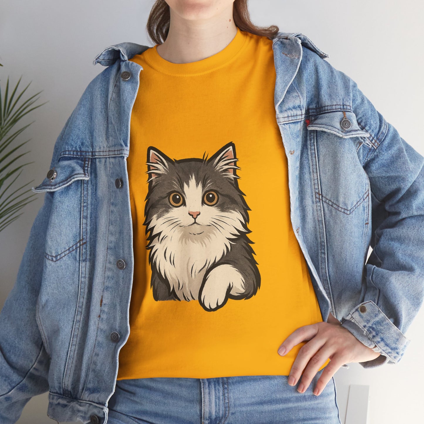 Cute Cat Unisex Heavy Cotton Tee, Animal Lover Gift, Pet Owner Shirt, Cat Lover Apparel, Animal Themed Tee, Casual Everyday Wear