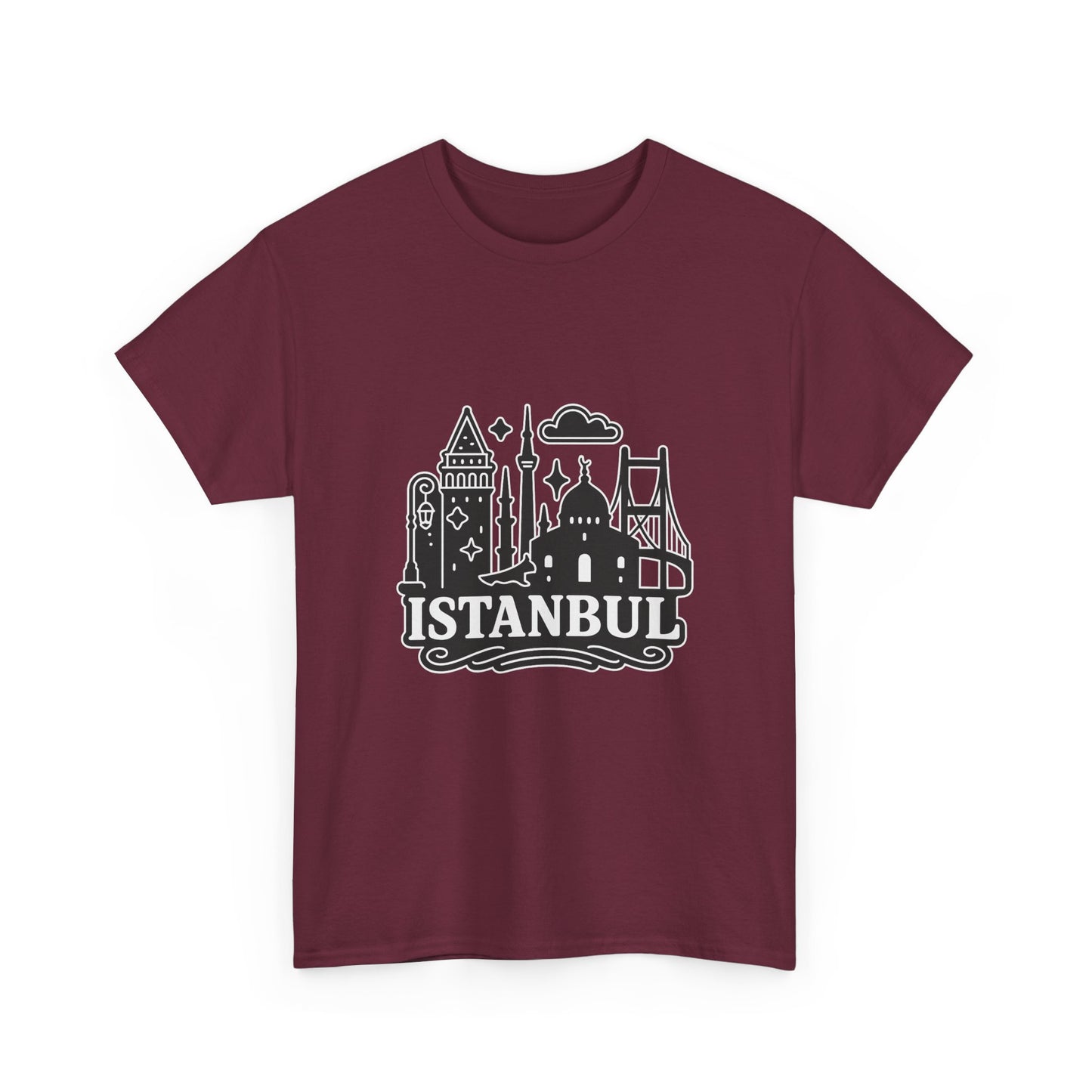 Istanbul Cityscape Unisex Heavy Cotton Tee, Travel Shirt, Gift for Travelers, Casual Style, Urban Outfit, Adventure Apparel