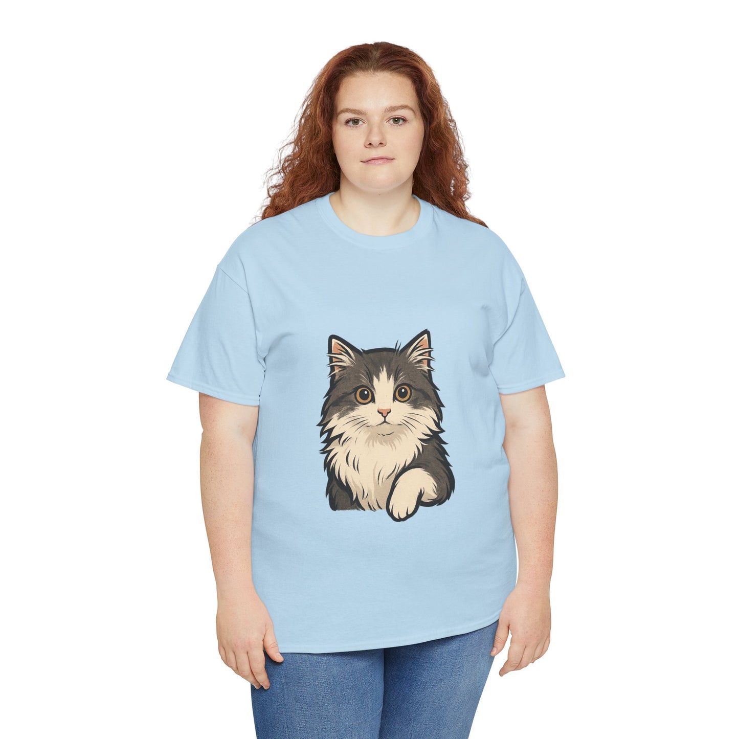 Cute Cat Unisex Heavy Cotton Tee, Animal Lover Gift, Pet Owner Shirt, Cat Lover Apparel, Animal Themed Tee, Casual Everyday Wear