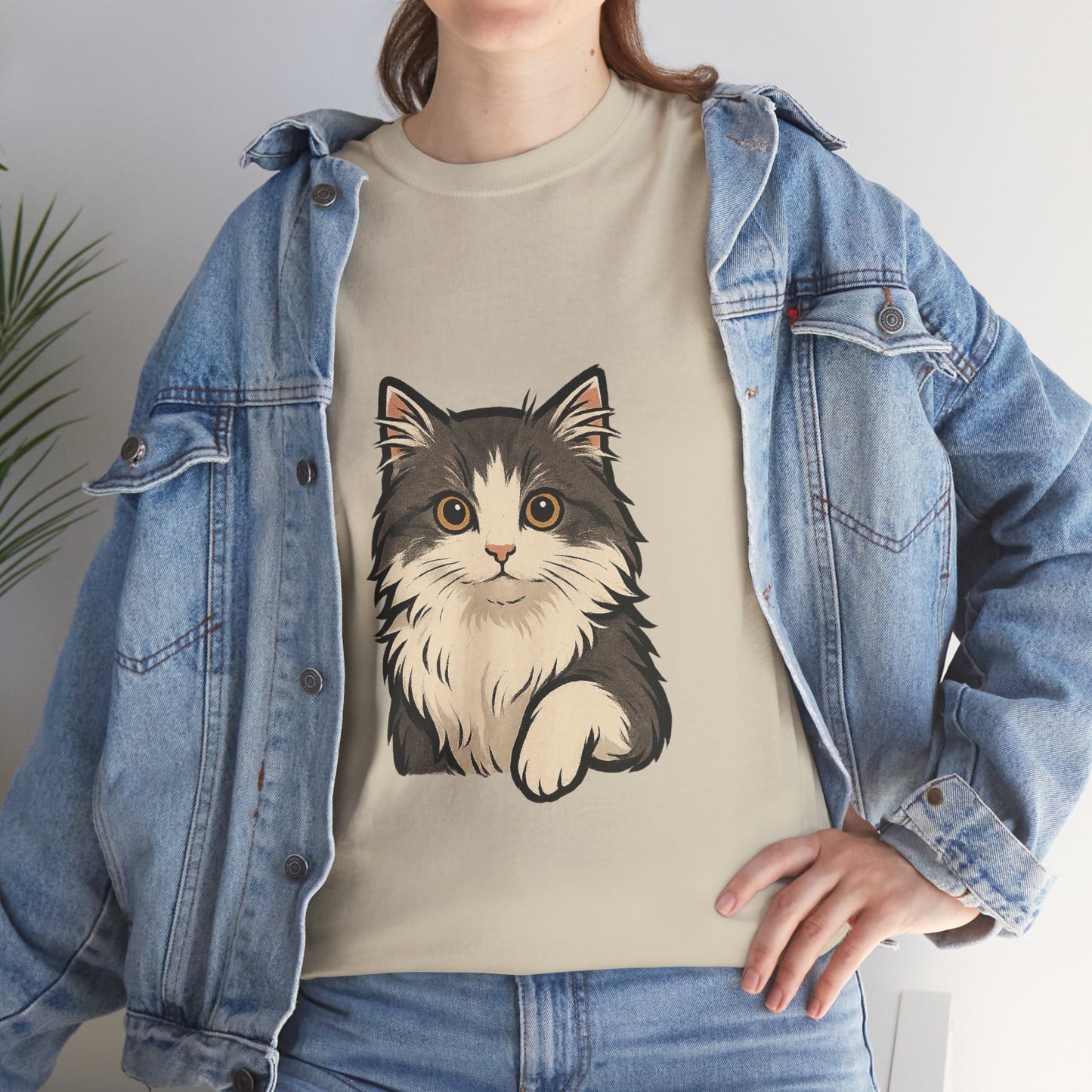 Cute Cat Unisex Heavy Cotton Tee, Animal Lover Gift, Pet Owner Shirt, Cat Lover Apparel, Animal Themed Tee, Casual Everyday Wear